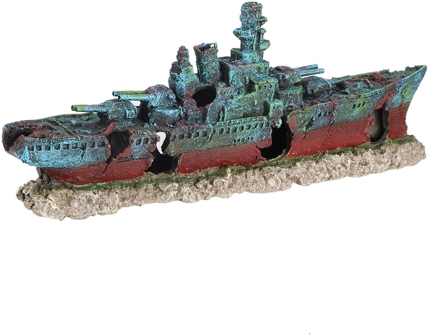 EVTSCAN Fish Tank Resin Wreck Boat Sunk Battleship Simulation War Ship Aquarium Ornament Cave Decoration image number 4