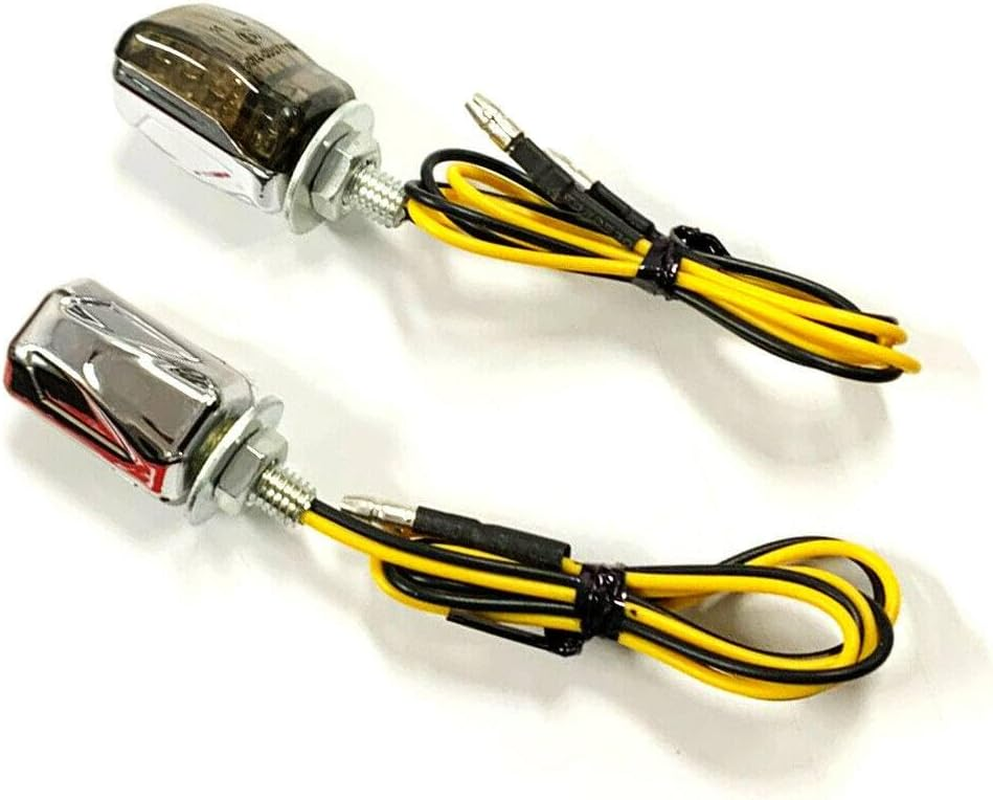 TDR 2Pcs Motorcycle LED Turn Signal Indicators Chrome Micro Mini Tiny Small Amber Light 6Mm Thread Plastic Glass Universal Fit Left Right Pair image number 6