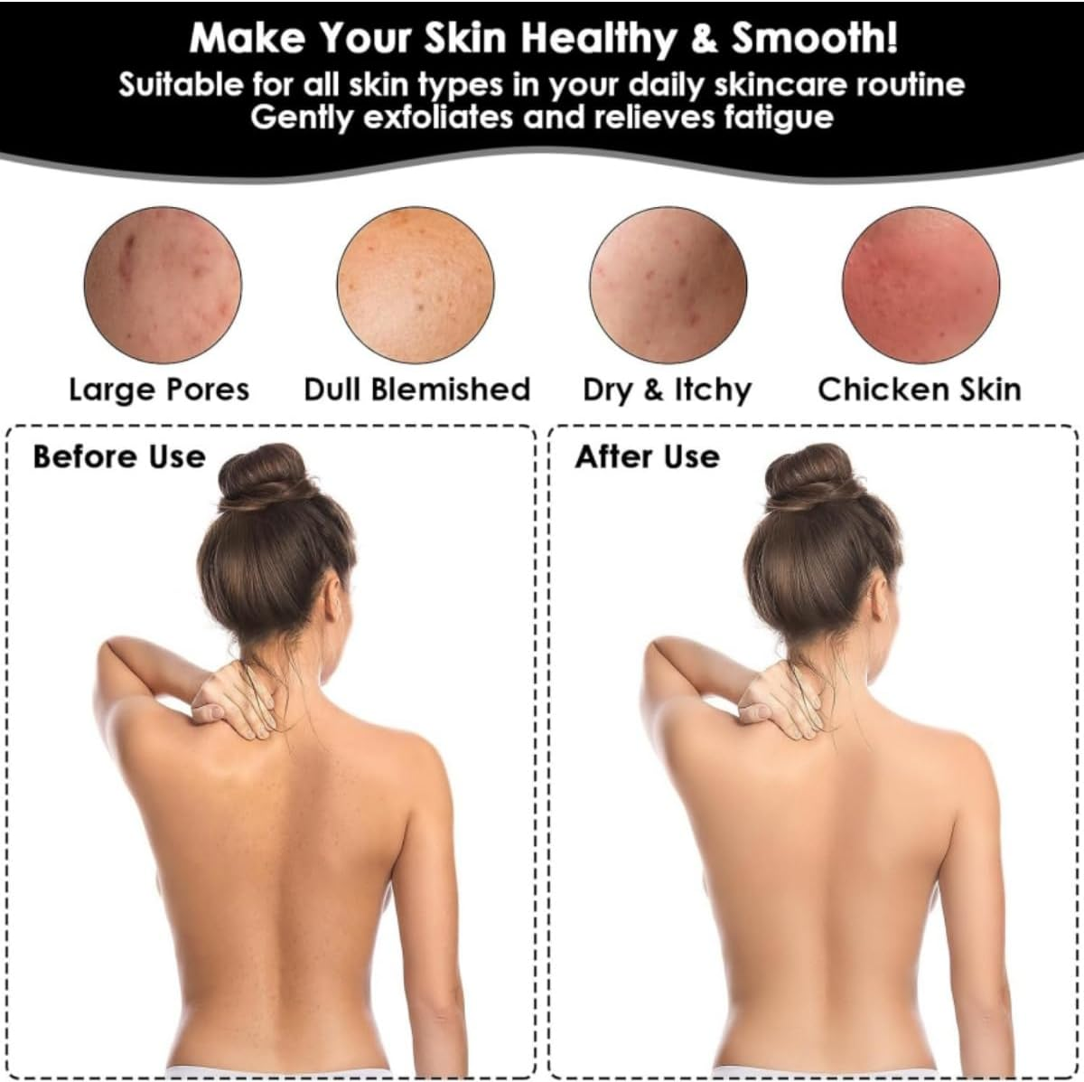 Bath Brush and Body Scrub Gloves, Body Massage Brush Back Scrubber Long Handle Bath Shower Brush, Bath Body Exfoliating Glove for Women Men Removing Exfoliation Easy Foaming Smooth Skin Surface image number 5