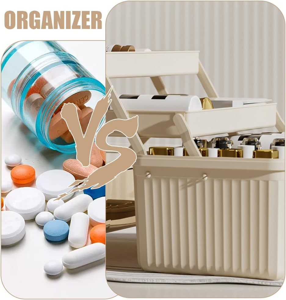 3-Layers Medicine Storage Box with Handle, Multi-Layer Storage Box, Portable Clear Medicine Container, Medicine Case Organizer, Storage Organizer for Bedroom Bathroom Office ﻿ image number 2
