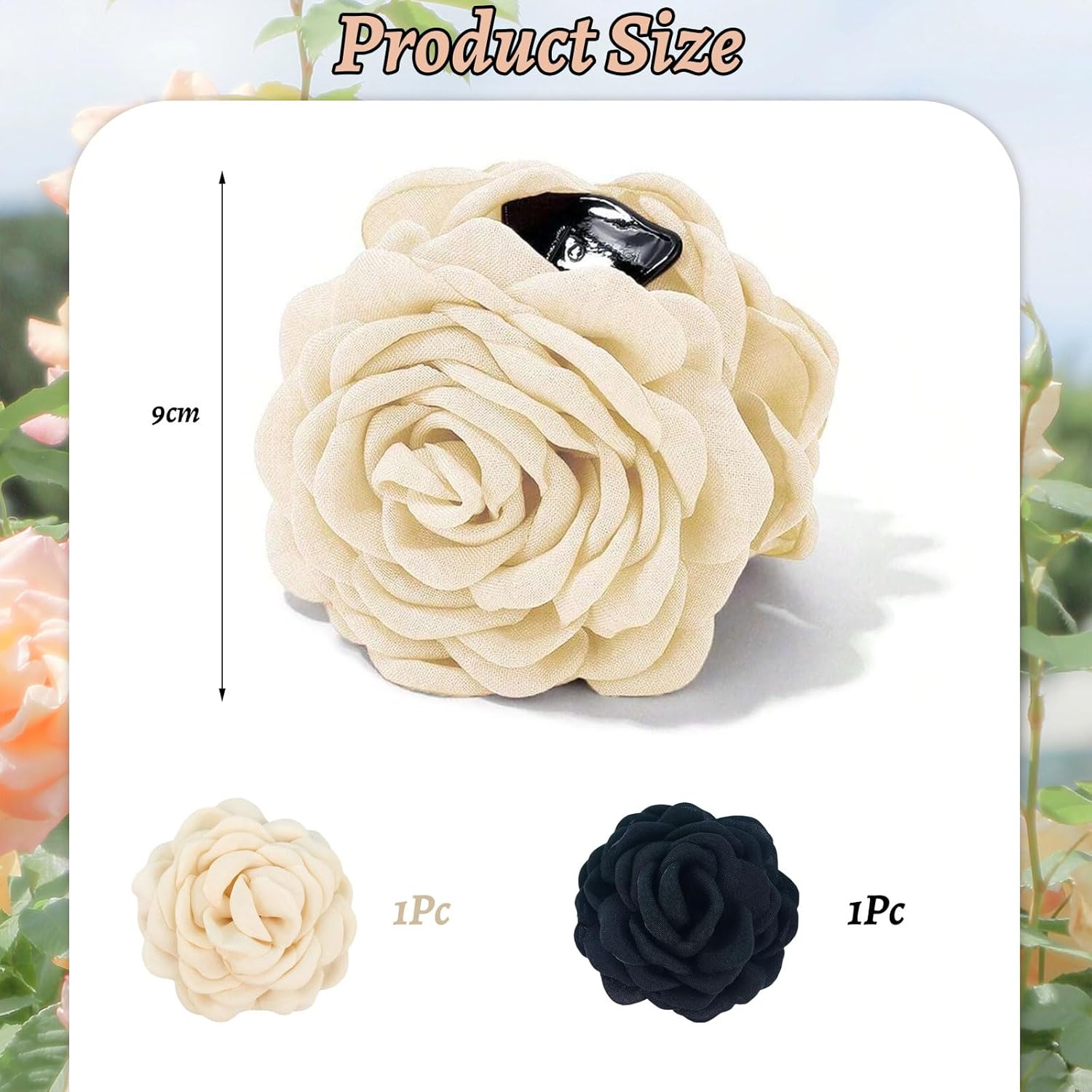 Mezrkuwr Pack of 2 Rose Petal Claw Clips for Women, 2 Pieces, Large Hawaiian Rose Hair Clips, Flower Hair Clip, Floral Hair Clips for Women Girls image number 6