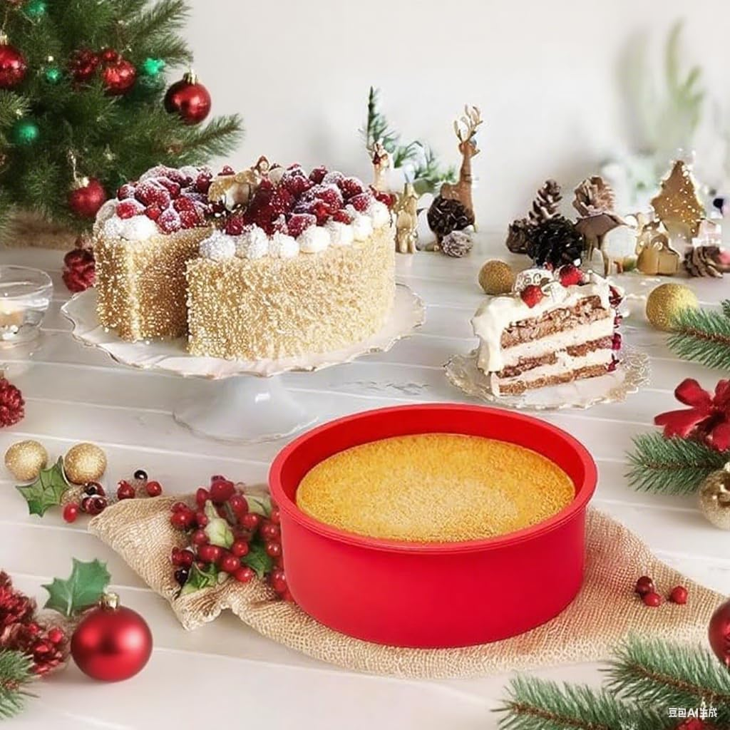 Set of 4 Silicone Mini Cake Moulds, round Non-Stick Baking Molds with 100 Pieces Parchment Papers, Nonstick round Cake Pan for Smash Cakes, Layer Cakes, Cheese Caks, Non-Stick,10Cm Round image number 2