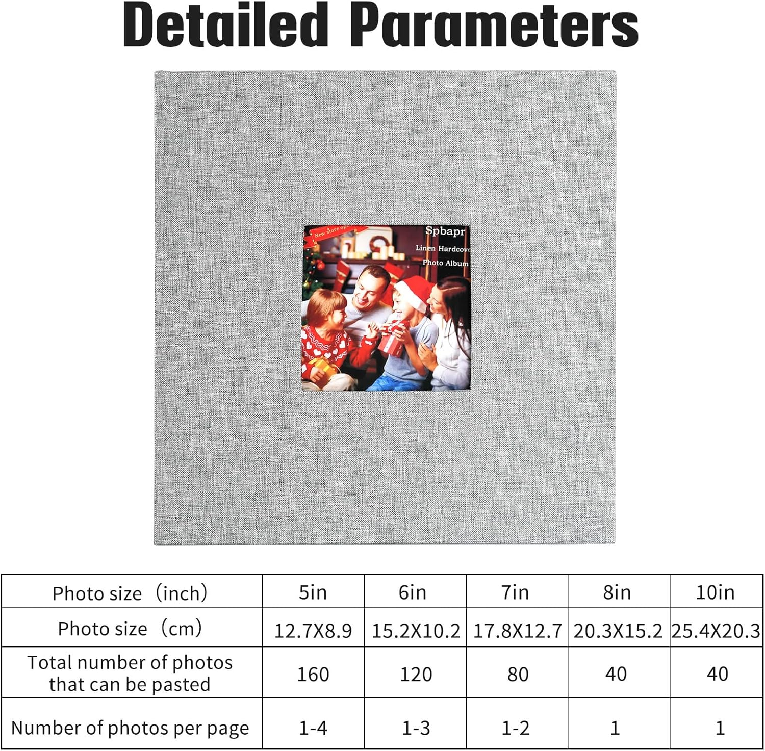 Large Photo Album Self Adhesive 40 Pages with Stickers, DIY Album Scrapbook for 3X5 4X6 5X7 8X10 Pictures (Grey) image number 3