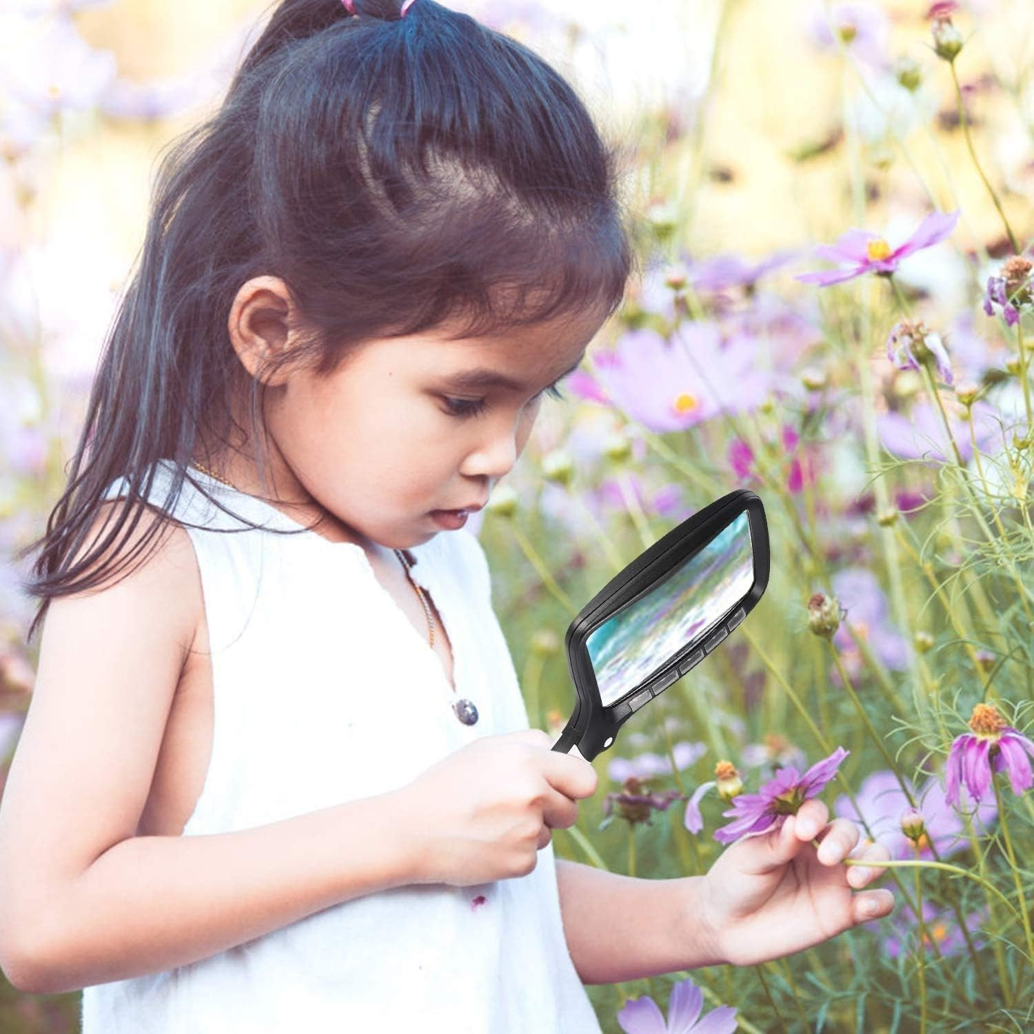 Lh-Large Hand Magnifying Glass Handheld Folding Reading Magnifier 3X Magnification with 5 Dimmable Leds Ideal for Reading Small Prints, Book image number 4