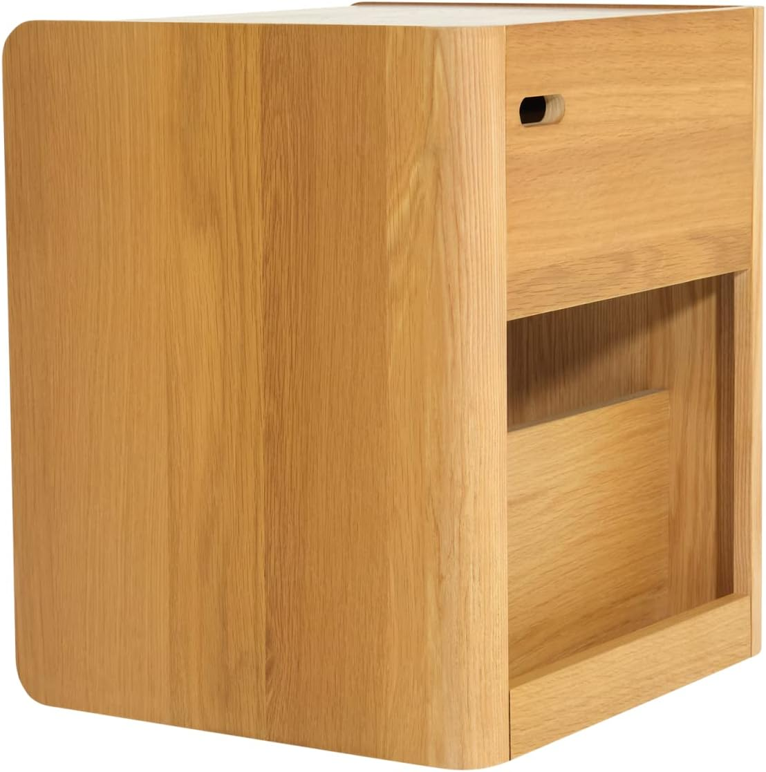 Koala Bedside Table with Cable Management System/End Table, Nightstand Small Storage Dresser for Bedroom/Oak Veneer, Iced Coffee image number 3