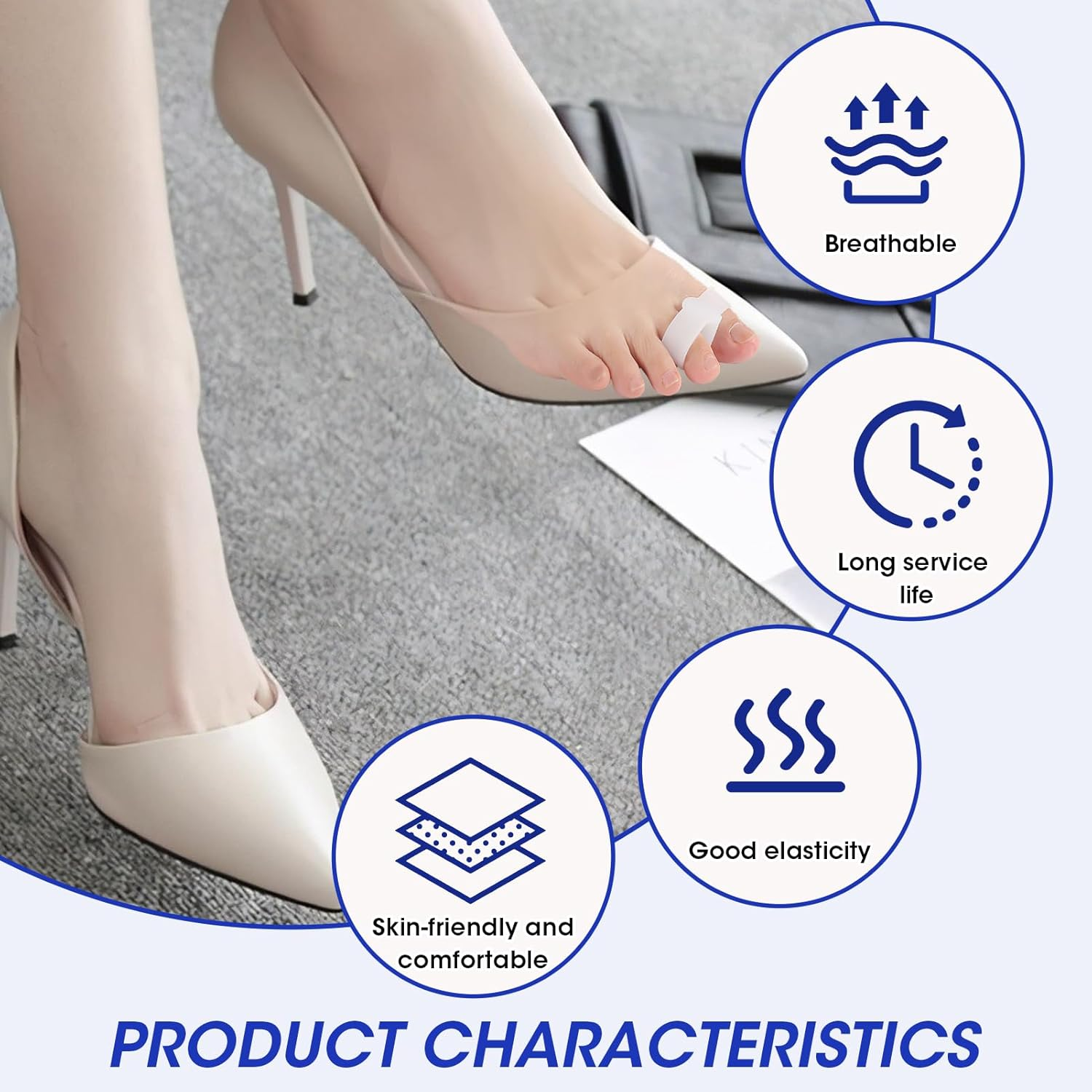 Silicone Gel Toe Separators & Bunion Corrector, 8-Pair Reusable Orthotics for Overlapping Toes, Hammer Toe Relief, Plantar Fasciitis (Men/Women) image number 6