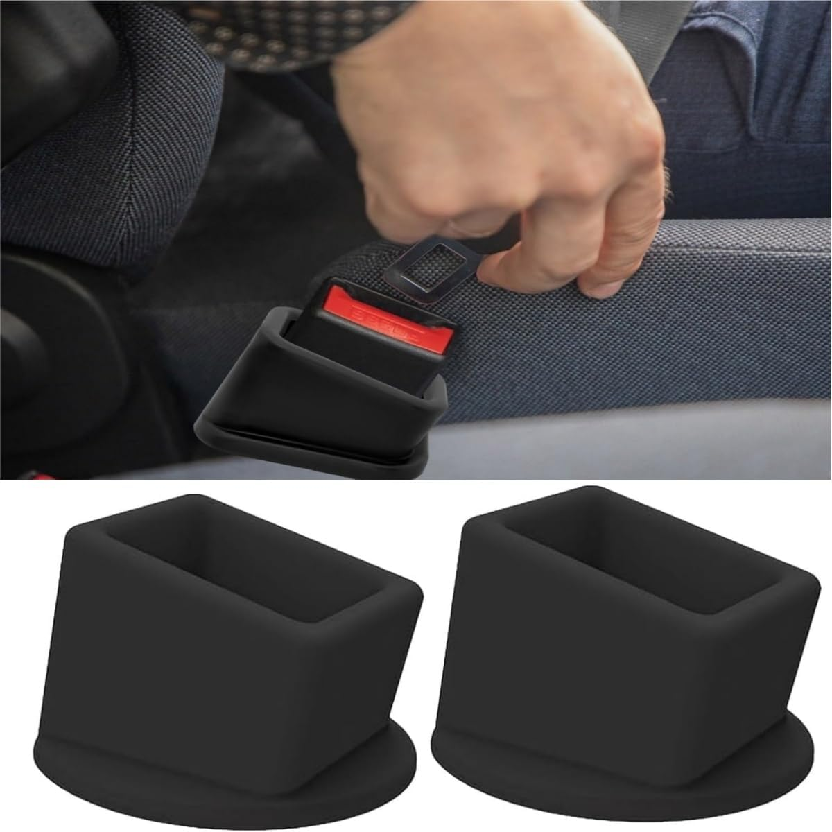 2 Pcs Seat Belt Bucklers, Silicone Seat Belt Extenders, Easily Accessible Car Boosters, Suitable for Most Vehicle Models (Black) image number 4