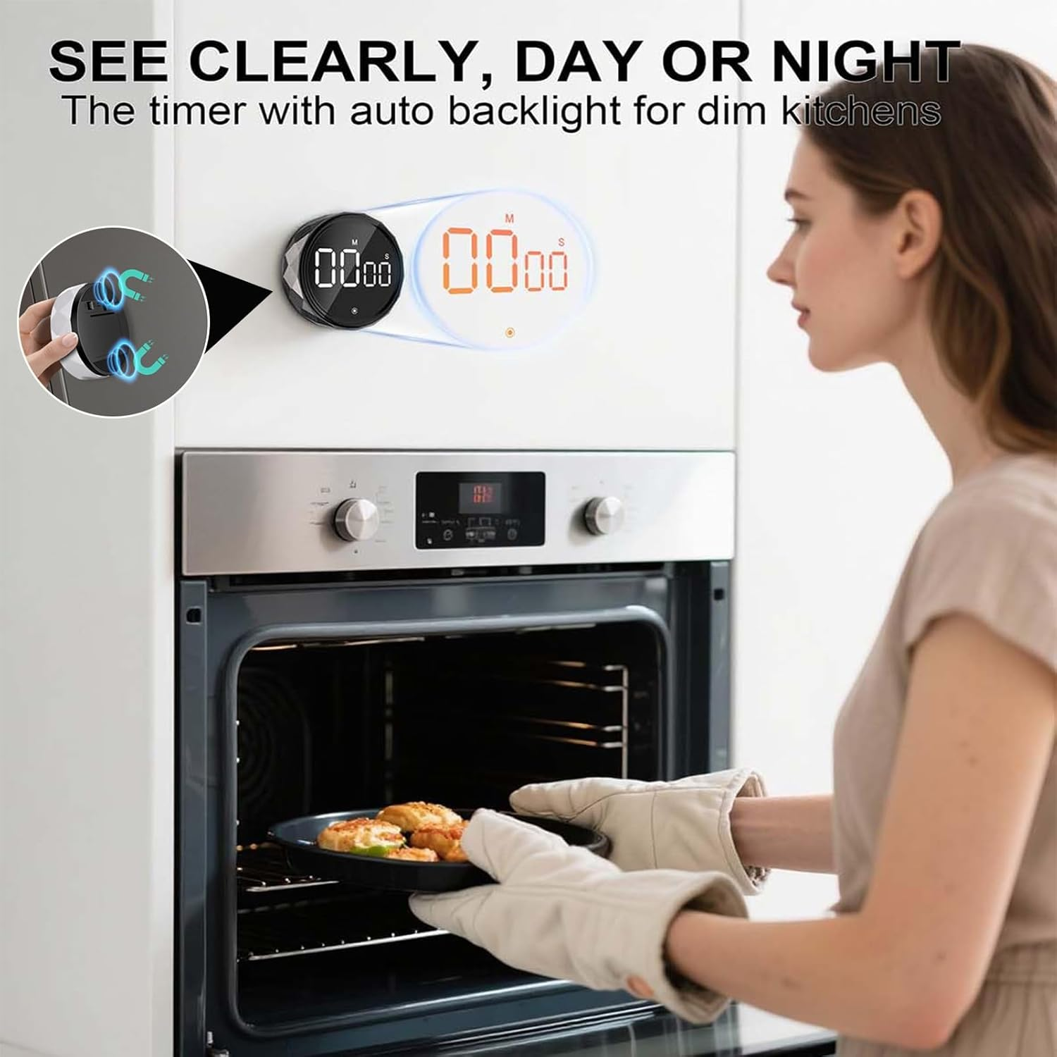 Digital Kitchen Timers, Magnetic Visual Timers Large LED Display 3 Volume Adjustable, Countdown Countup Timer for Classroom Cooking Baking Studying Teaching Gym Office Easy for Seniors and Kids to Use image number 6