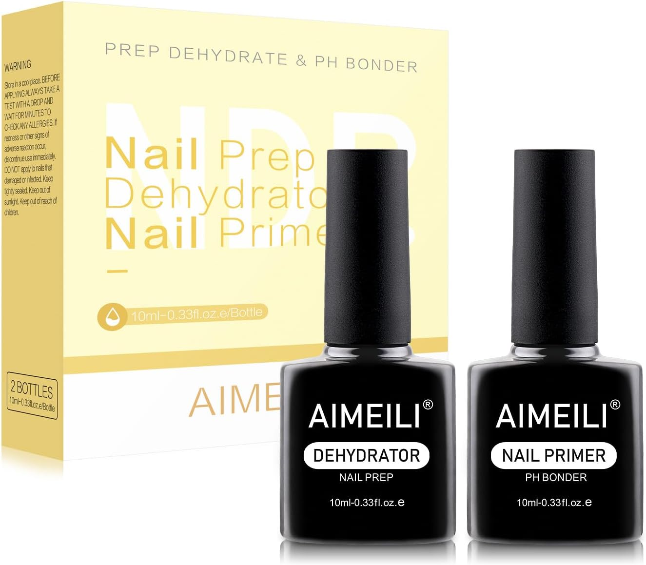 AIMEILI Nail Prep Bond Primer Quick Dry Nail Prep Dehydrator, UV LED Gel Foundation Bonding Primer for Nail Tips, Acrylic Powder and Builder Nail Gel 2X10Ml Set image number 2
