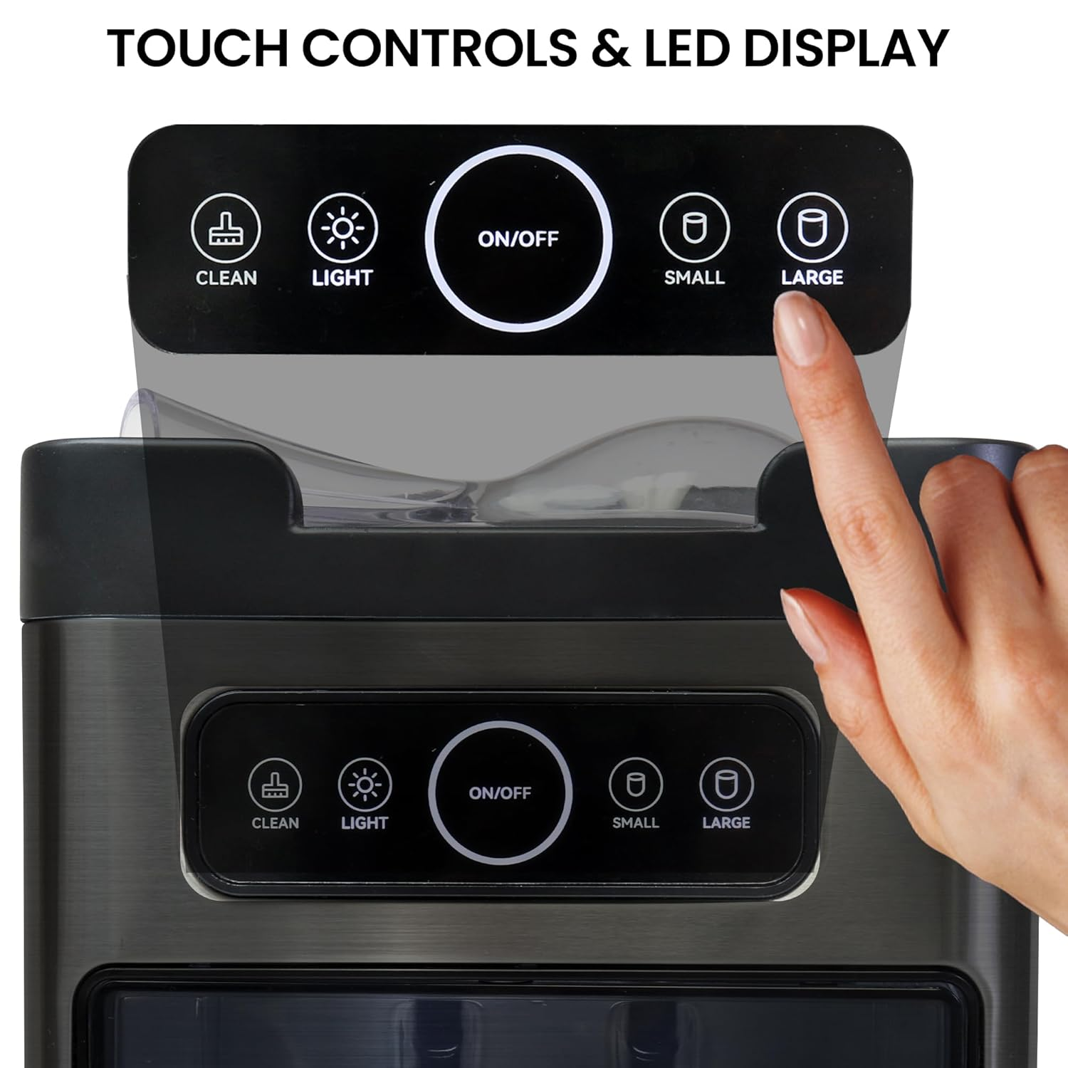 Kenmore Front-Load Countertop Ice Maker | Fits under Cabinets | 11.7 Kg/24Hrs & 9 Ice Cubes in 6 Min | Large or Small Ice Pellets | One-Touch Self-Clean | Portable Ice Machine | Stainless Steel