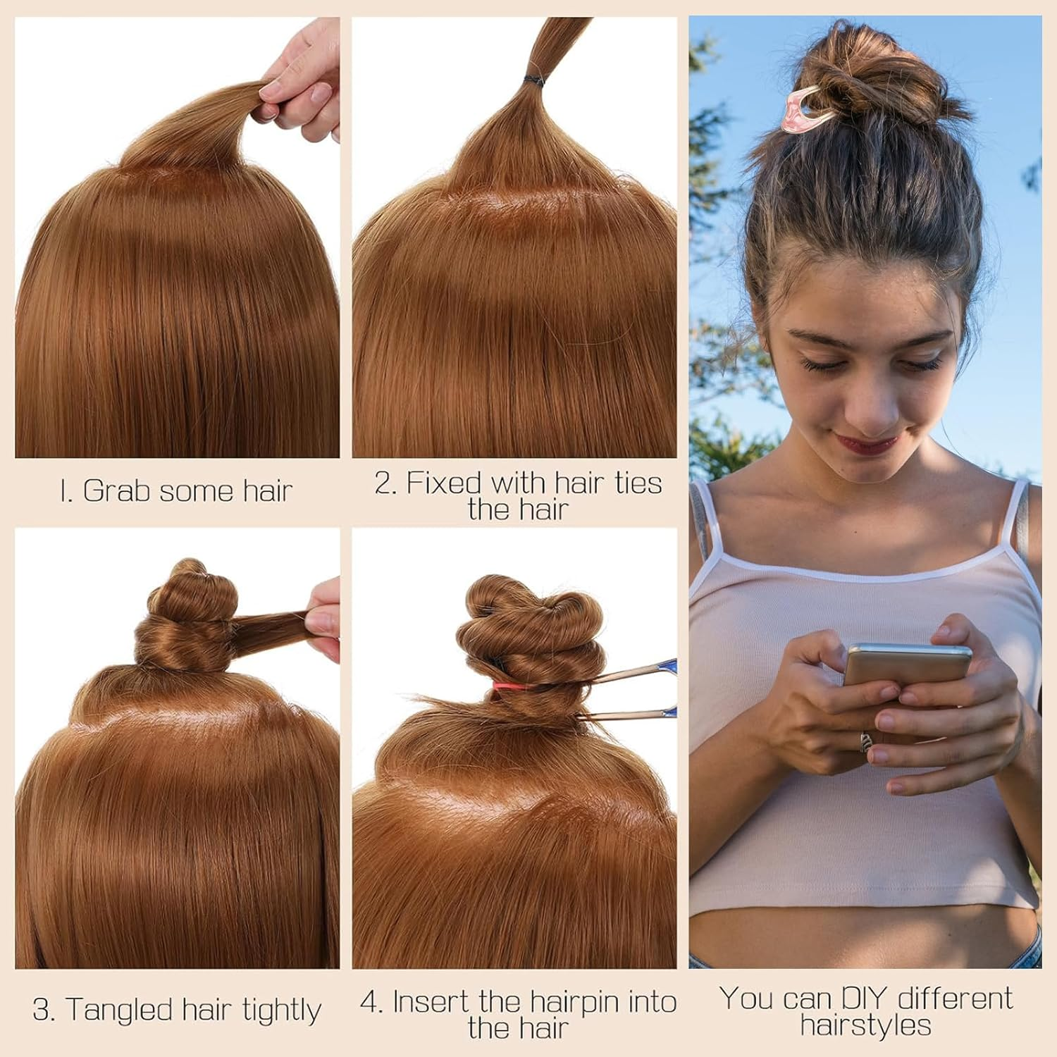 Vintage Metal U Pins for Hair Bun - Set of 6, U Shaped French Twist Hair Pins, Gold & Silver Chignon Hair Forks for Women - Stylish Accessories for Thick & Thin Hairstyles image number 3