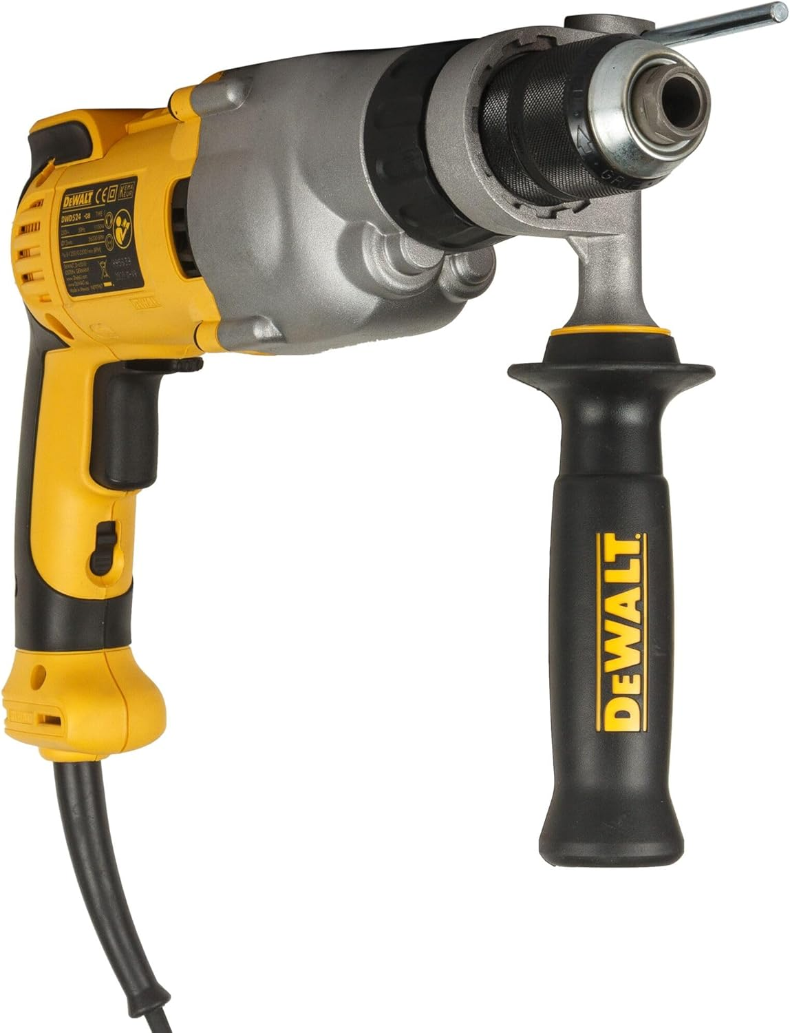 DEWALT DWD524KS 1,100 Watt Two-Speed Hammer Drill (13 Mm Solid Metal Keyless Chuck, Drilling Capacity Diameter Wood 40 Mm, Steel 13 Mm, Concrete 22 Mm, Suitable for Continuous Use, Includes image number 3
