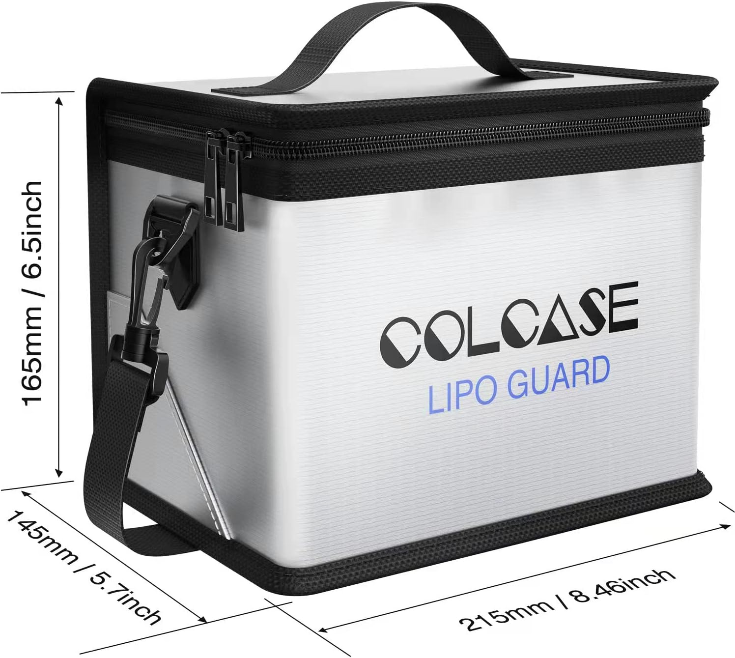 COLCASE Fireproof Explosionproof Lipo Safe Bag for Lipo Battery Storage and Charging, Large Space Highly Sturdy Double Zipper Lipo Battery Guard (198X150X135Mm) image number 3