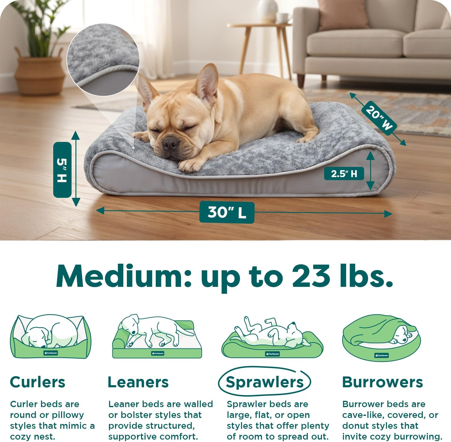 Furhaven Pet Dog Bed | Orthopedic Ultra Plush Luxe Lounger Pet Bed for Dogs & Cats, Gray, Medium image number 3