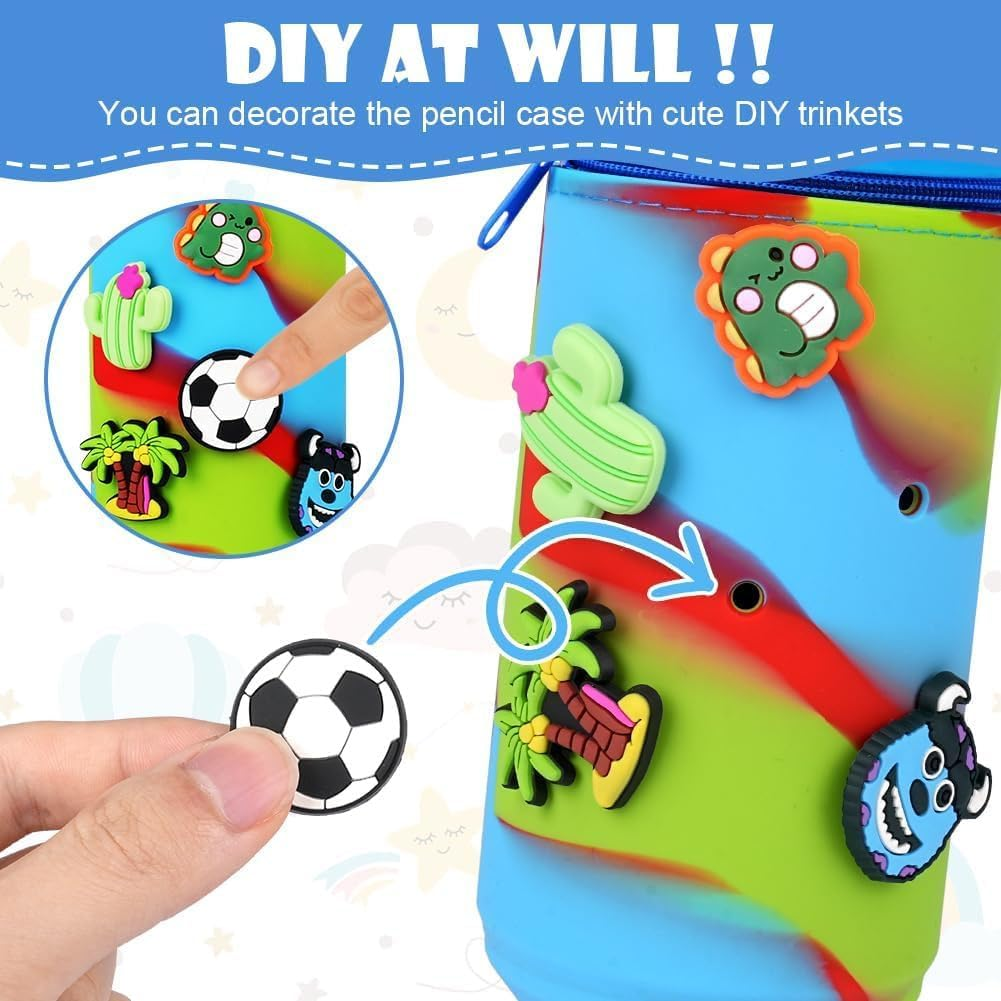 KDFSSIPE 2-In-1 Soft Silicone Case Kawaii Pencil Case and 5 Pieces Erasable Retractable Pens, Pencil Case, Stand up Pencil Case, Animal Pen Holder, Pencil Bag Girls Boys (Shark) image number 6