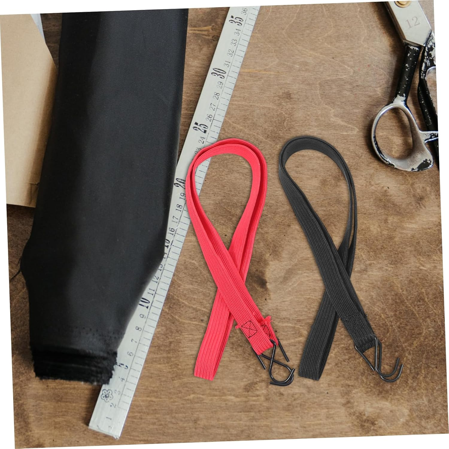 COOLHIYA 4Pcs Flat Adjustable Bungee Cords with Hooks Elastic Cargo Straps Luggage Fixing Belts for Motorcycles Bikes Kayaks Secure Fastening Material Random Color