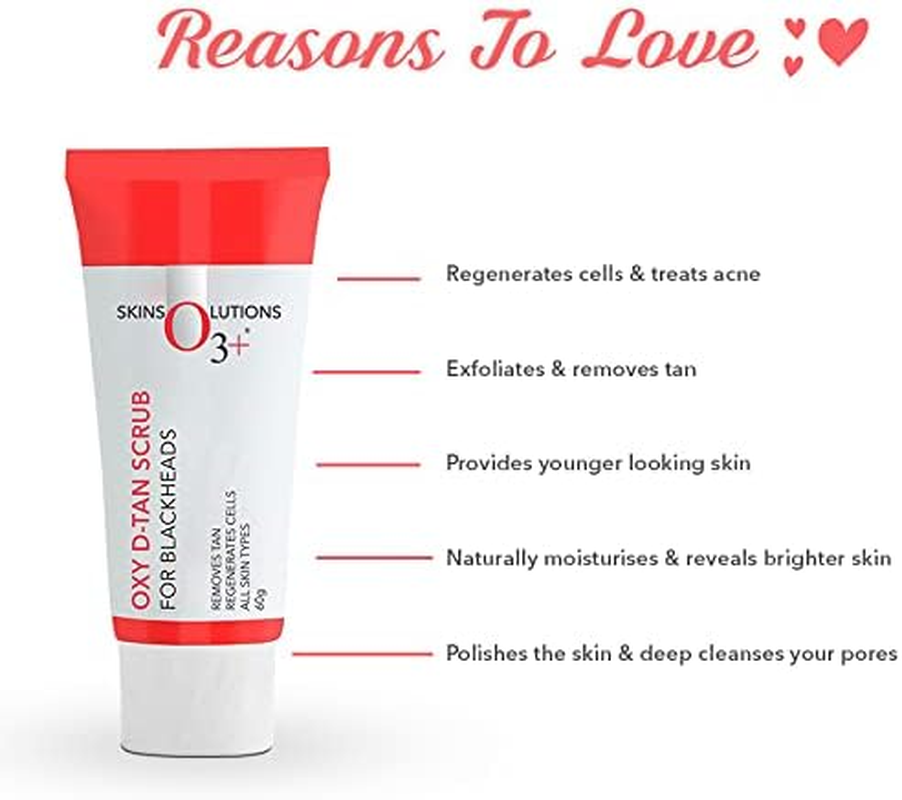 O3+ Oxy D-Tan Scrub for Blackheads & Tan Removal Face Scrub for Glowing Skin | anti Acne, Blackhead Remover image number 2