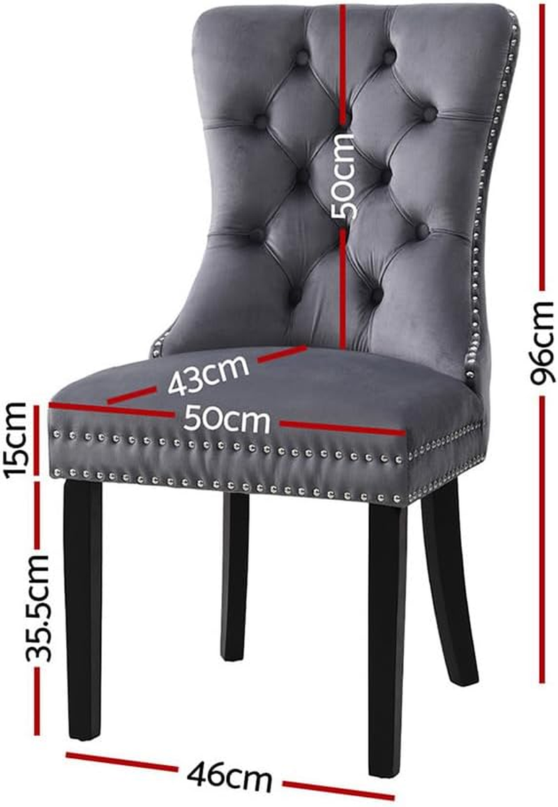 Artiss Dining Chairs Set of 2, Velvet Fabric Kitchen Chairs with Wooden Legs, Upholstered Nursing Seats Reading Seating, Home Furniture for Living Room Bedroom Cafe Office, in 50Cm Seat Height image number 2