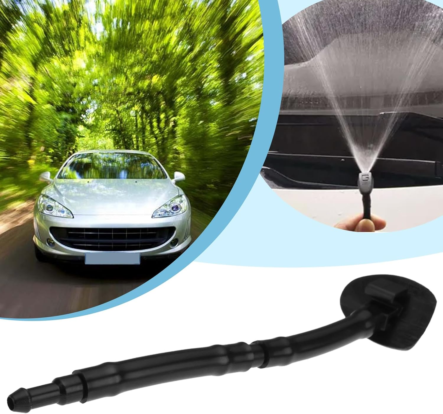 2PCS Windshield Washer Nozzles with Hose Compatible with Peugeot 407 OE 6438Z1 6438.Z1 27.1X21.2Mm Tube Length 12Cm Windshield Washer Jet