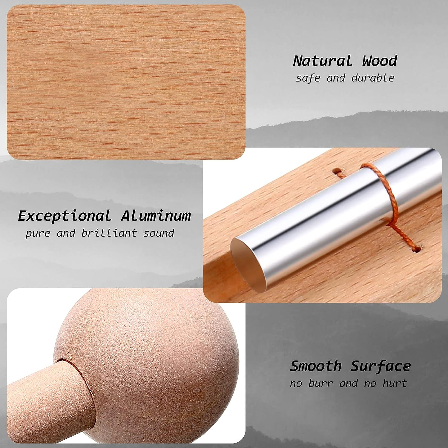 Yeshone 2 Set Hand Chimes for Classroom Meditation Chimes Bells Classroom Management Tools Instrument with Mallet for Meditation Yoga Prayer Teacher School (Single Tone,Wooden Color)