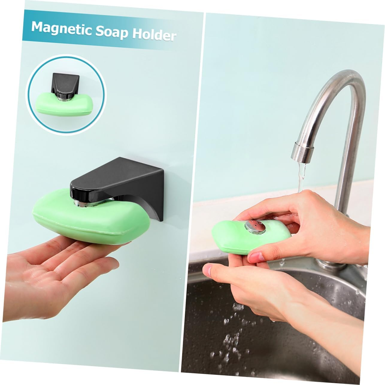 ELAYARD 2Pcs Magnetic Soap Holders Elegant Soap Storage Racks for Bathroom Kitchen Durable Suction Design Space Saving Organizer for Smooth Surfaces Stylish Practical Bathroom Accessories image number 6