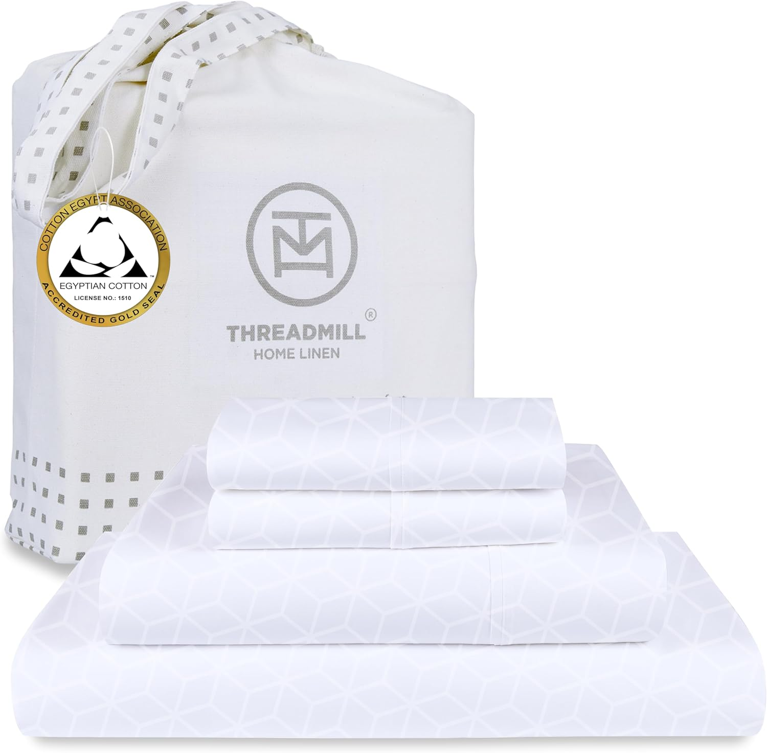 Certified 100% Egyptian Cotton Sheets Queen Size, 4 Piece Luxury Sateen Weave Light Blue Bed Set, Solid Luxury Bedsheets with Elasticized Deep Pocket - by Threadmill