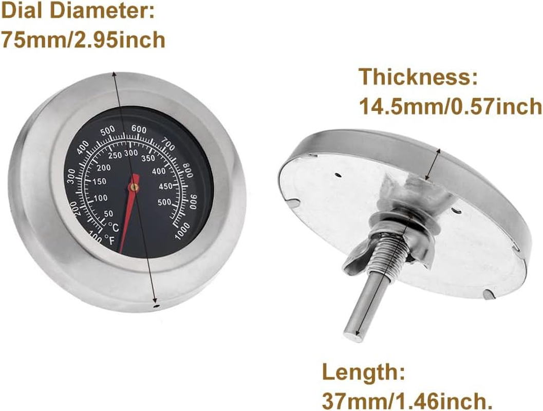 Mtsooning 1Pc 3" Face 1000F Thermometer Temperature Gauge BBQ Barbecue Charcoal Grill Smoker image number 1