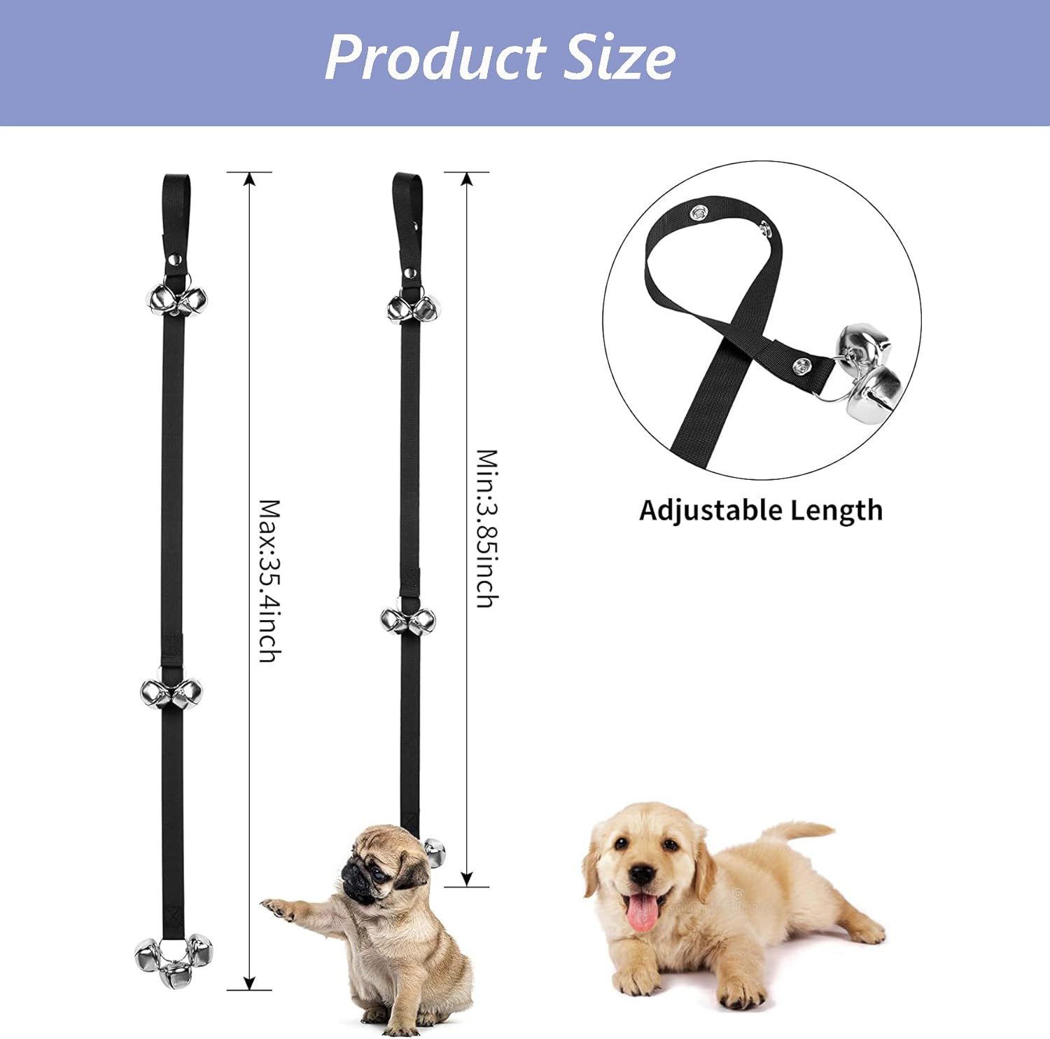 Dog Doorbells Dog Bell Puppy Potty Training Doorbells Adjustable Door Press Bell for Hanging on Door Knob, Training Your Puppy Easily with 7 Large Dog Training Bells Clear Ring image number 1