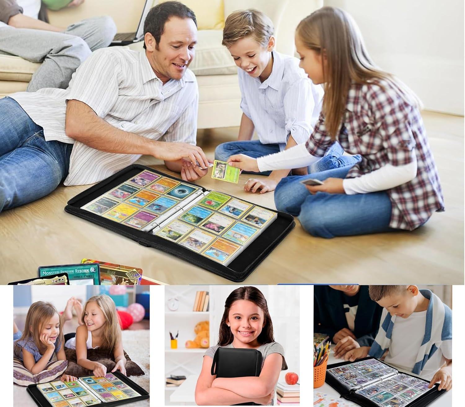 Igolife Trading Card Binder 9 Pocket, Portable Collector Binder for 900 Cards, Double Sided Pocket PU Card Collection Album, Card Folder for Baseball, TCG, Sports Cards, Game Cards, Black image number 6