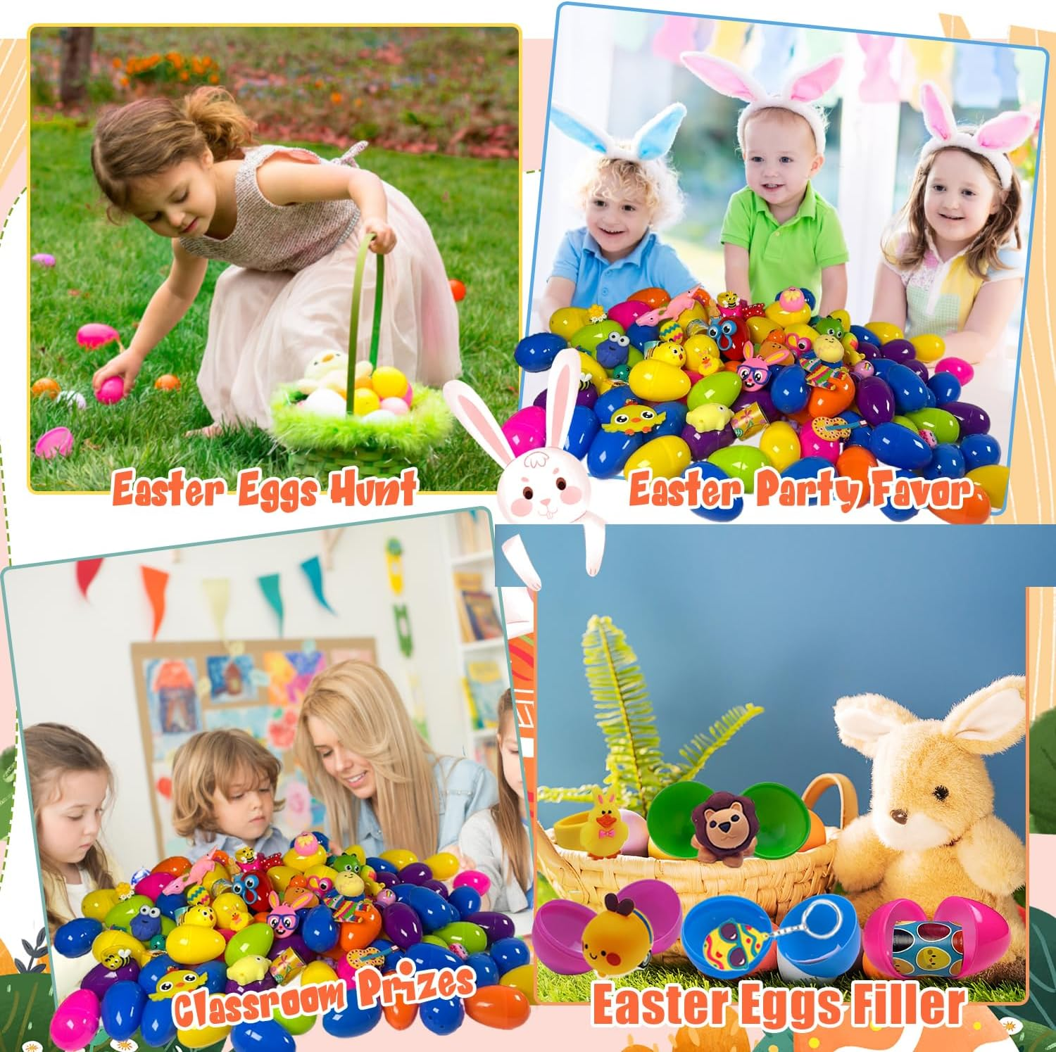 SQZUWIT 100PCS Prefilled Easter Eggs Filled with Toys plus Sticker inside for Kids Boys Girls Easter Hunt Basket Stuffers Fillers Party Favors Classroom Prize Supplies image number 5
