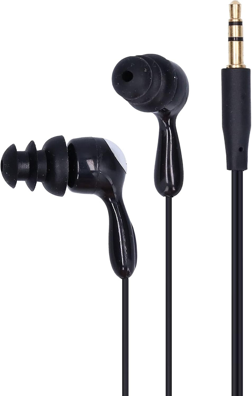 Waterproof Sports Short Cable Headphones for Swimming and Underwater Activities, In-Ear Style, Noise Cancel Ling Earbuds for MP3 Players (Black) - Black image number 2