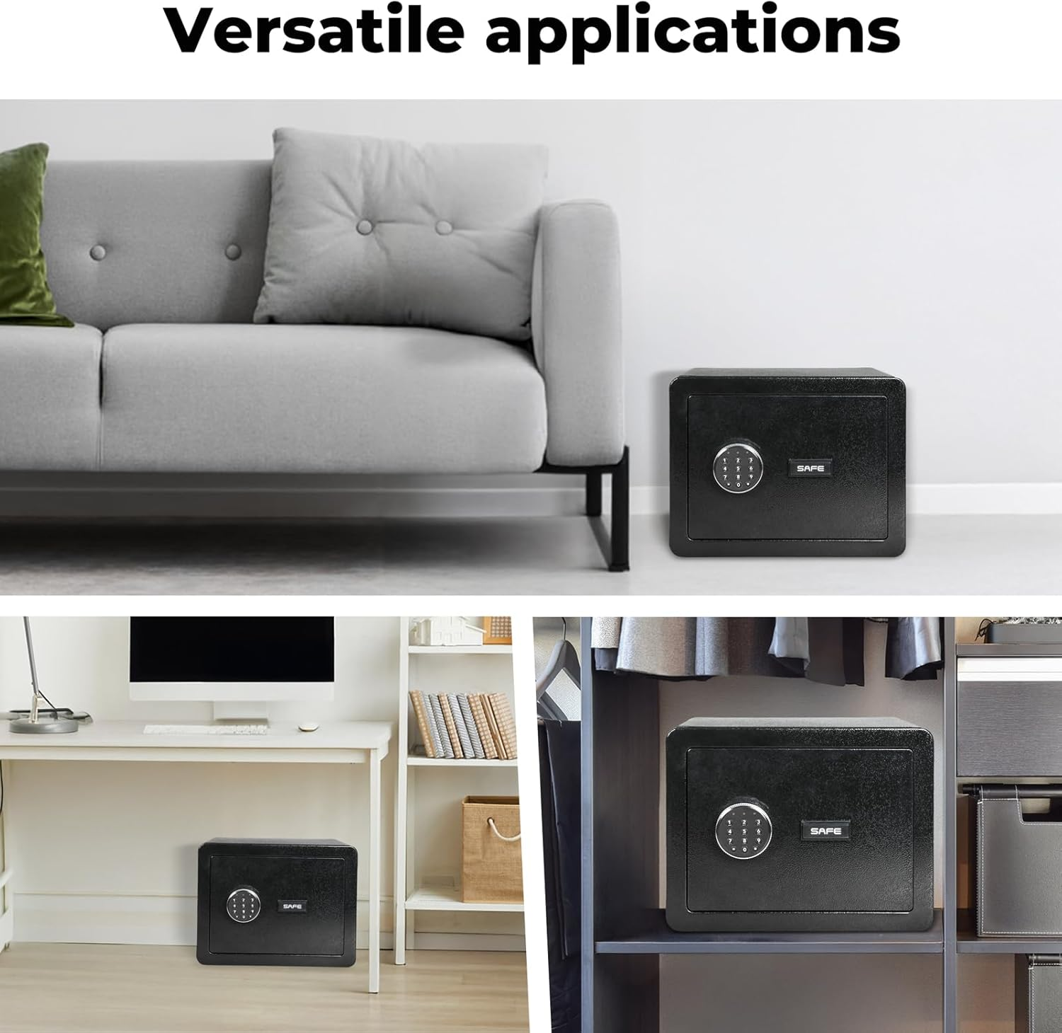 23.3L Small Cabinet Security Safe Box, Digital Safe Box Gun Safe,Fireproof Home Lock Safe with Digital Keypad Safety Key Lock for Home Business Office Hotel Money Document Jewelry Passport Storage image number 3