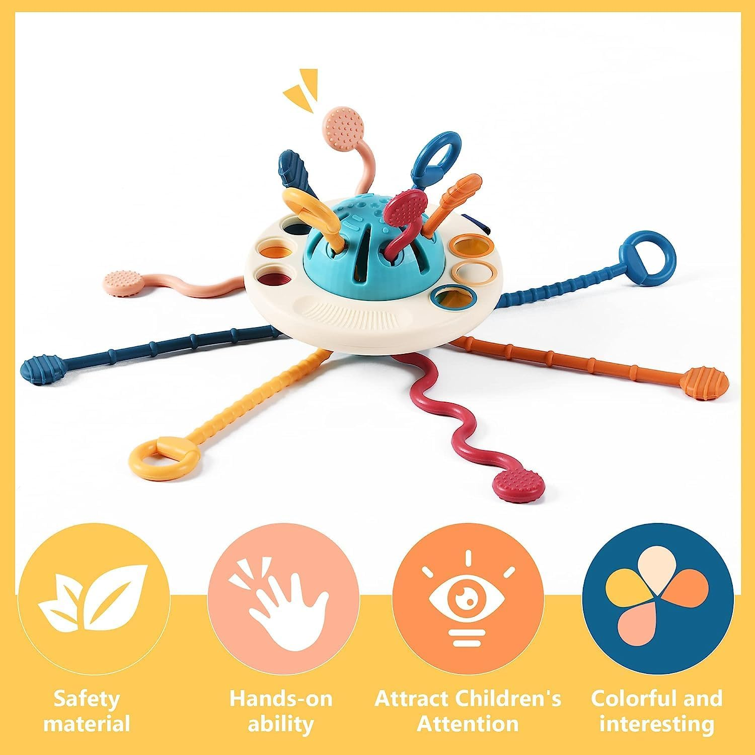 Montessori Sensory Toys - Pull String, Silicone, Fine Motor Skills, 18+ Months