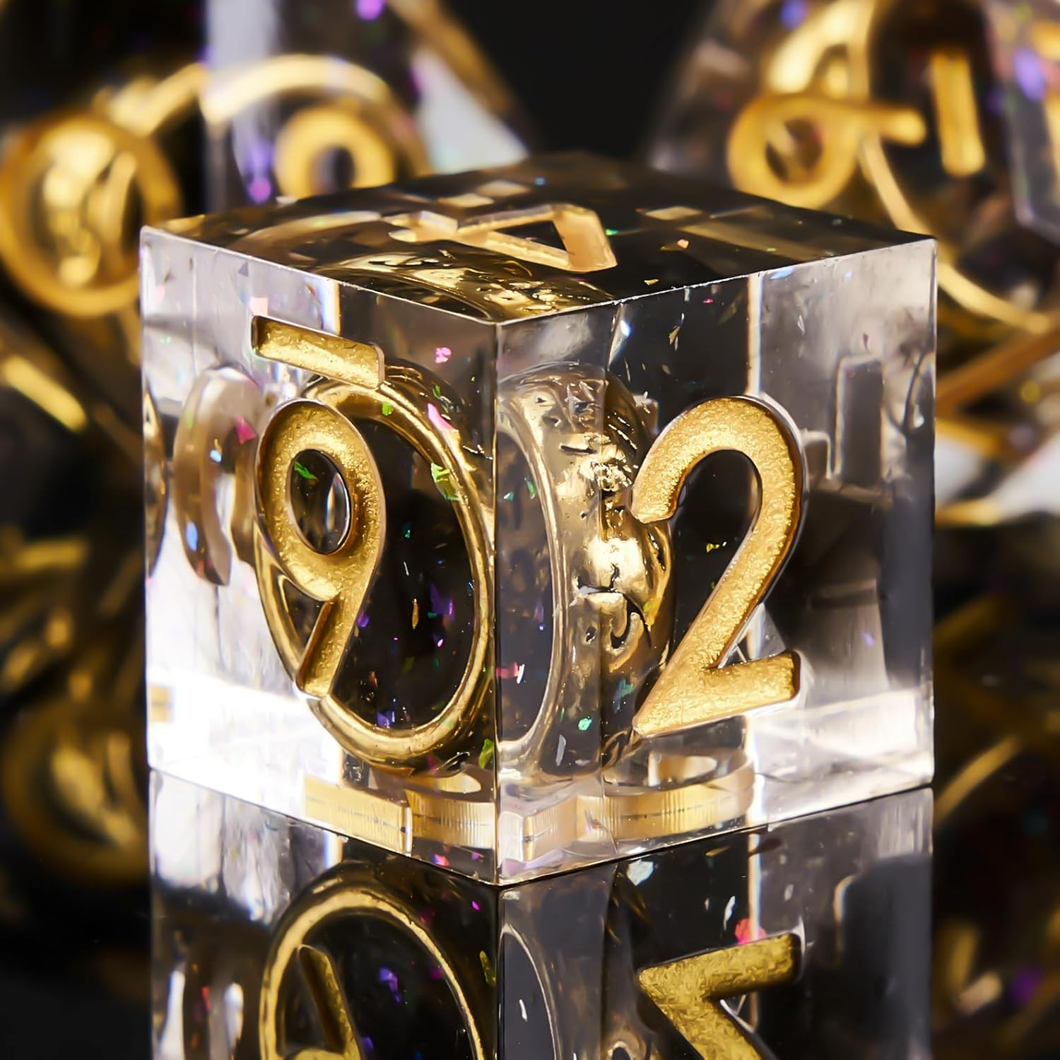 Role Dice DND Dice Set, Lord of the Rings Dice Set for Role Playing Dungeons and Dragons Ttrpg with Gift Box, 7Pcs Sharp Edge D&D Dice Handmade Resin Dice RPG Games Dice Set(Green)