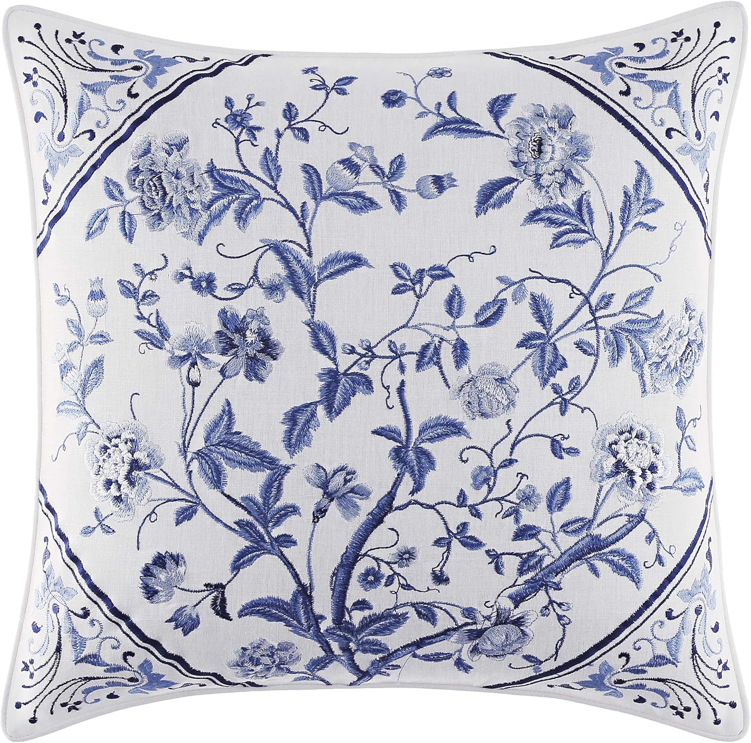 Laura Ashley Home - Euro Sham, Smooth Cotton Sham with Envelope Closure, Lightweight & Stylish Home Decor (Charlotte Blue, 26 X 26)