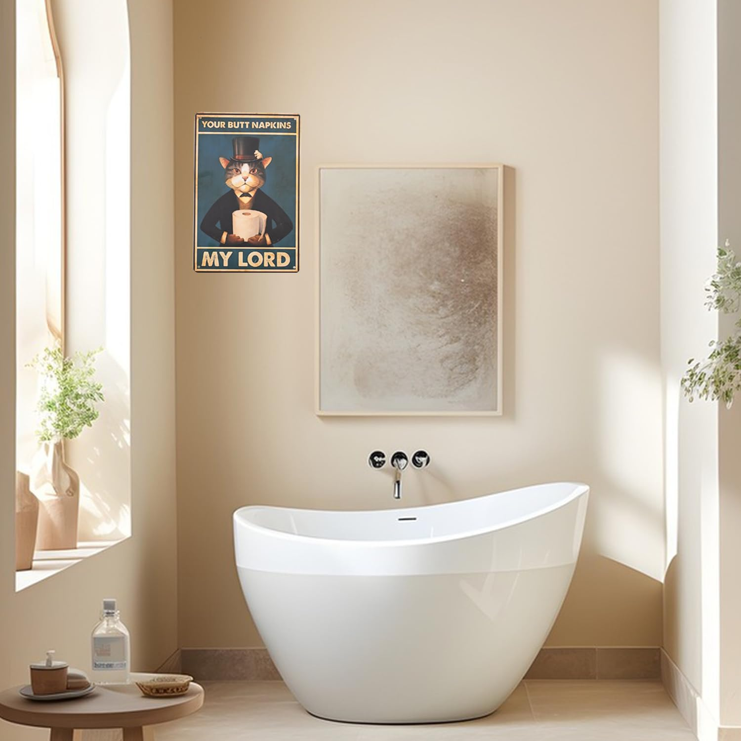 Vintage Cat Bathroom Decor, Metal Bathroom Wall Art, Funny Toilet Wall Decor, Restroom Tin Sign, Black Cat Themed Decor Cat Lover Gifts, 7.9X11.8 Inch, 7.9X11.8Inch (Style 2) image number 4