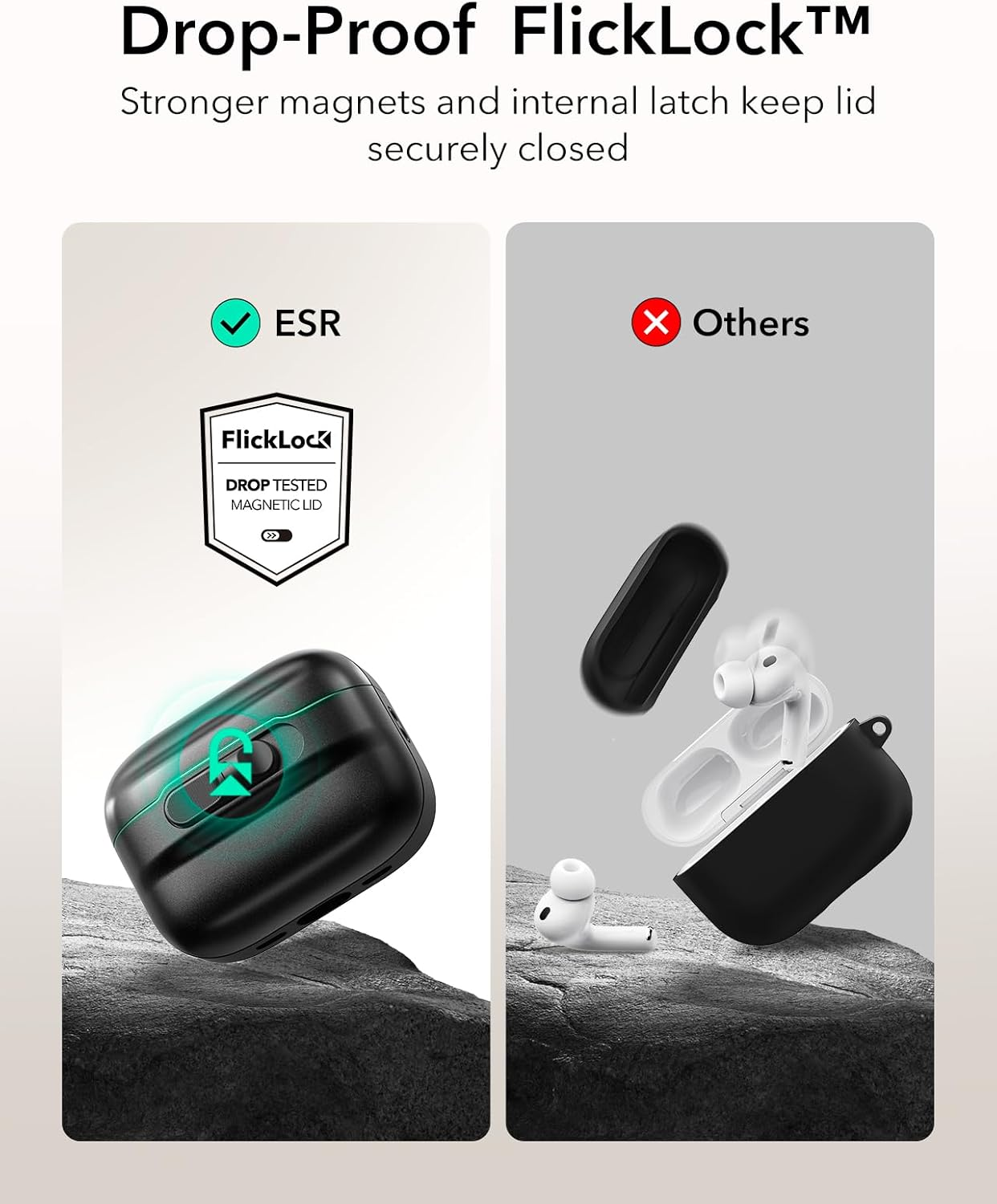 ESR for Airpods Pro 3 Case (2025), Compatible with Airpods Pro 3 (USB-C Cable), Magsafe Ready, Magnetic Lid Lock, Full Drop Protection Cover with Lanyard, Black - Blue image number 5