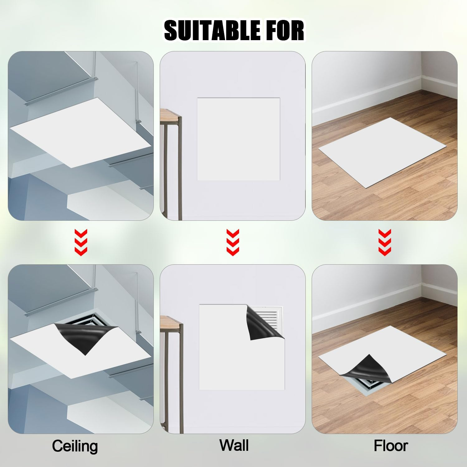 4Pcs Square Magnetic Vent Covers, 8X8 Inch High Strength Magnetic Vent Covers for Ceiling Air Vent Covers for Home Floor Ceiling Wall AC HVAC image number 6