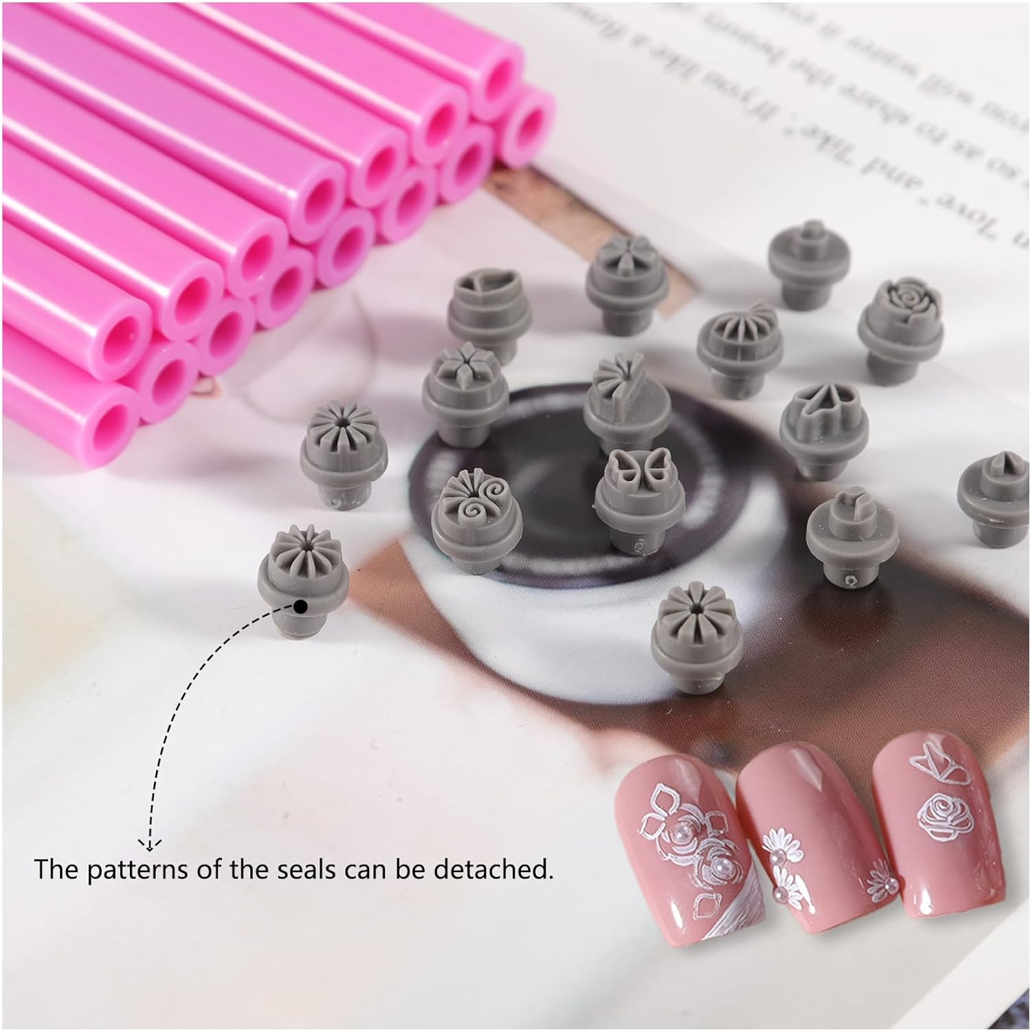 DANNEASY Nail Art Stamp Pen Set (15PCS), 3S Quick DIY Nail Design Tools with Unique Patterns - Easy to Use, Flower Nail Stamper Pen, Nail Art Pen for DIY Salon Nails Supplies image number 4