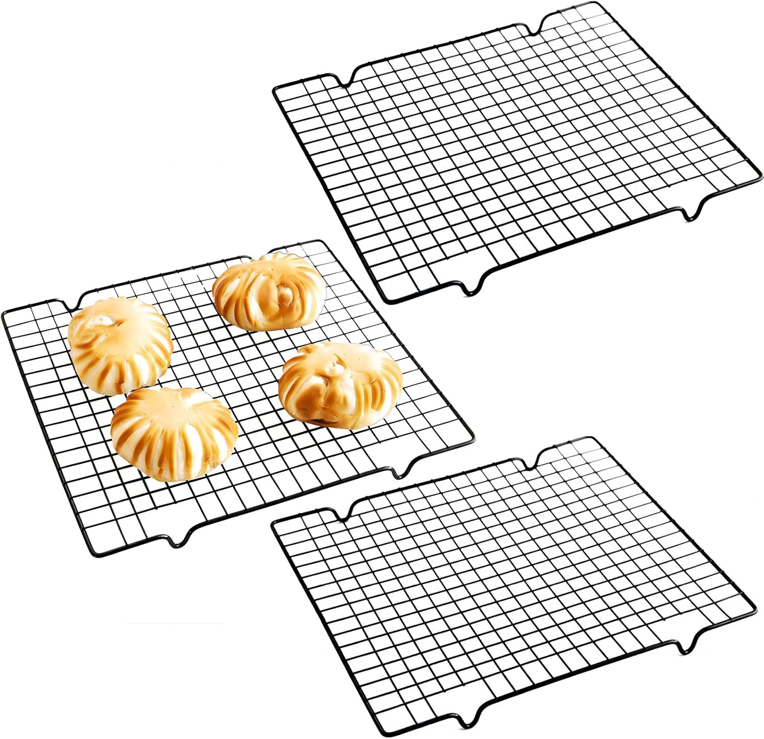 Tongke 3 Pack Carbon Steel Nonstick Baking & Cooling Rack, for Roasting, Grilling, Cooking, Cooling, Oven & Dishwasher Safe (11X10Inch)
