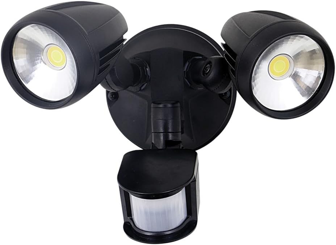 Domus Lighting Muro-Pro-30S 30W LED Sensor Trio Security Spotlight, Black