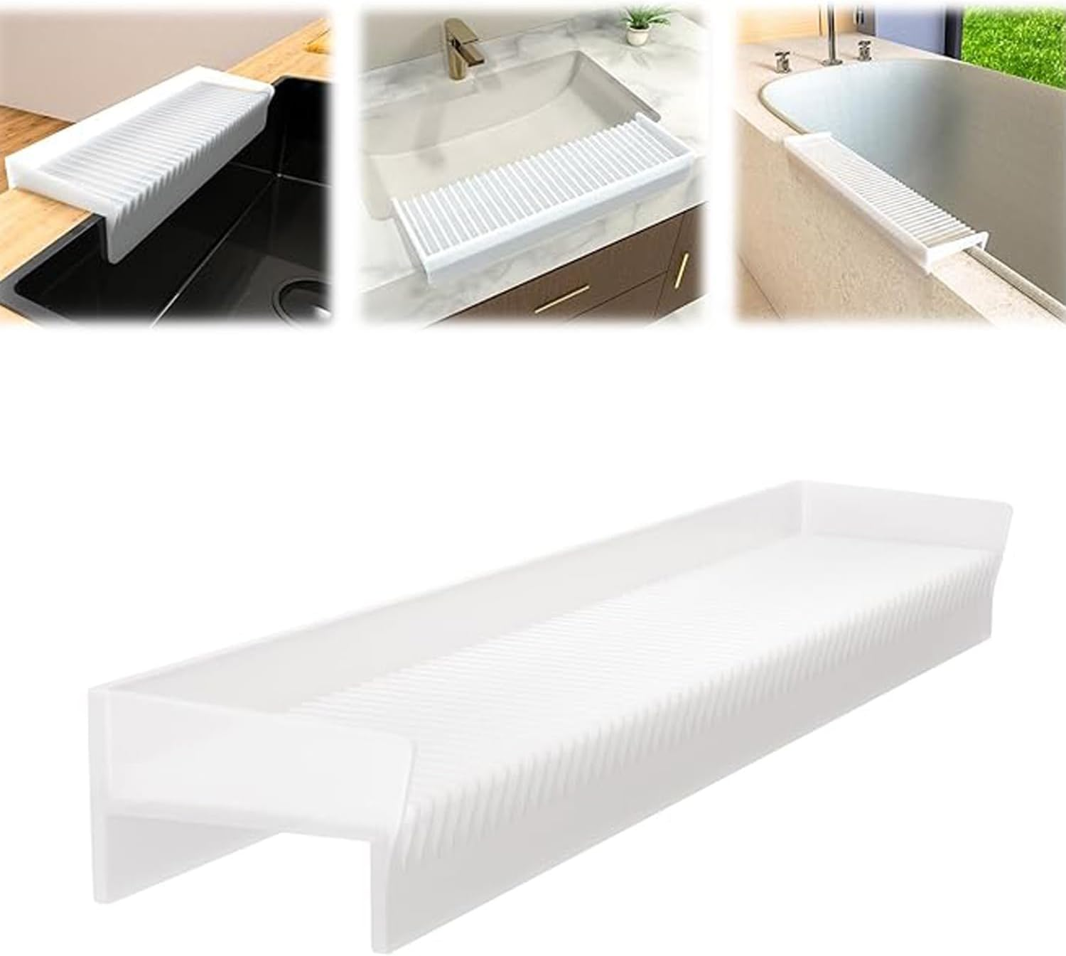 WEZCHUGHAOL 20&rsquo; Silicone Edge Protector, Kitchen Edge Guard, Splash Guard for Bathtub Sink, Sink Granite Quartz Protector, Adjustable Countertop to Fit Various Kitchen (Gray)