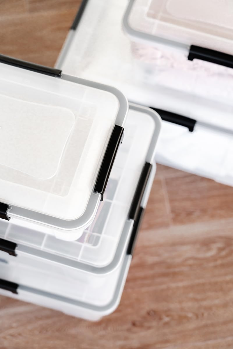 Seymours 10L Super Seal Storage Box with Lid and Wheels | Clear Plastic Storage Containers | Airtight, Waterproof & Dustproof | Stackable Rolling Bin for Clothes, Toys, Tools, Garage | Seasonal Use image number 1