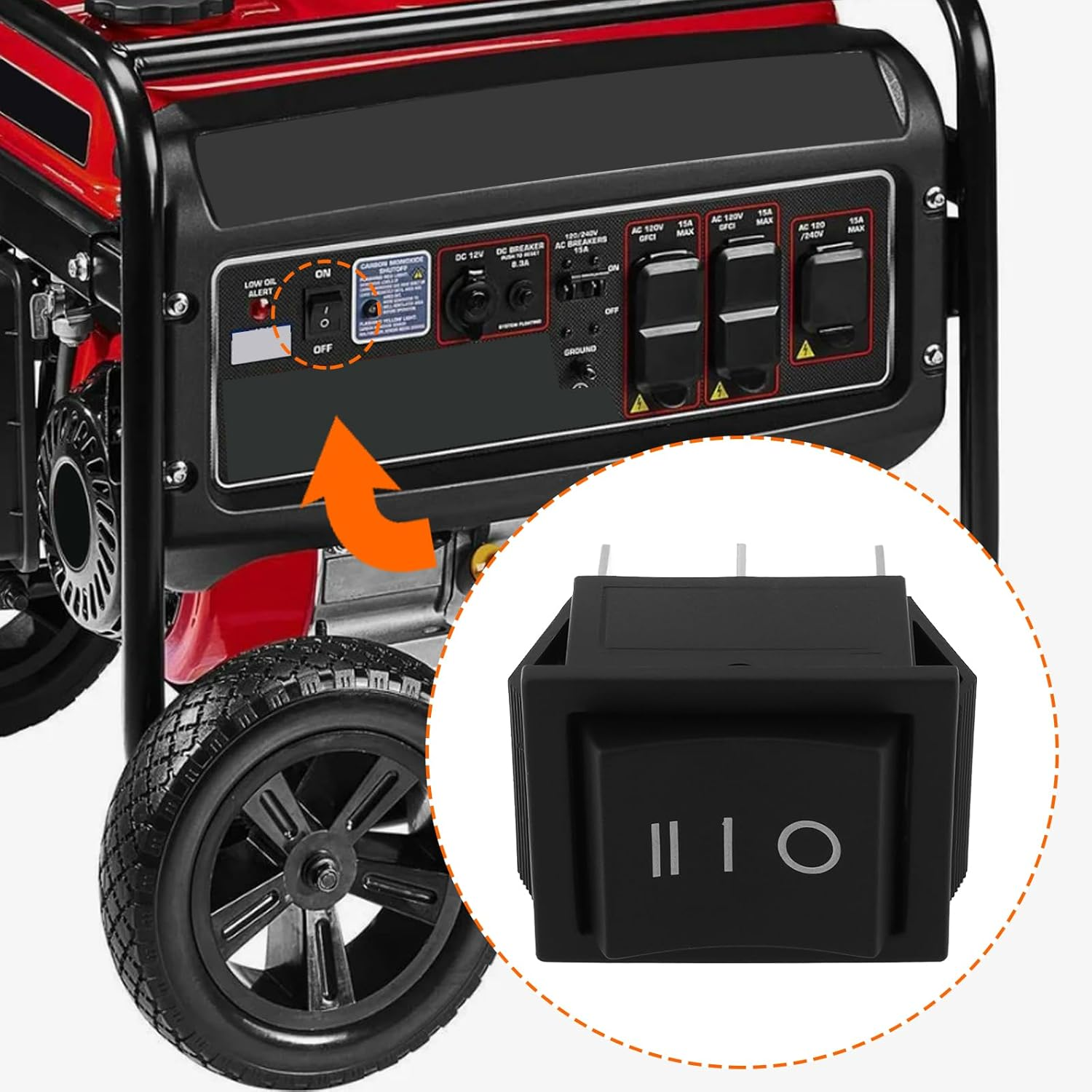 VGOL 2X 3-Position 6-Pin Start on off Switch Compatible with Harbor Freight Predator 7000/8750/9500 Watt 15A/250V 20A/125V image number 4