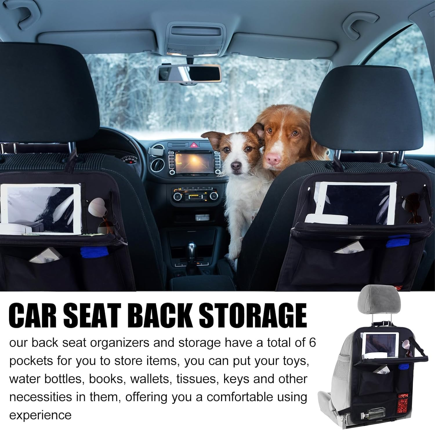 2 Pcs Car Backseat Organizers Seat Back Protector Car Organizers and Storage Backseat Car Organizer with Tray Foldable Back Seat Cover for Kids Kick Mats for Cars Travel image number 1