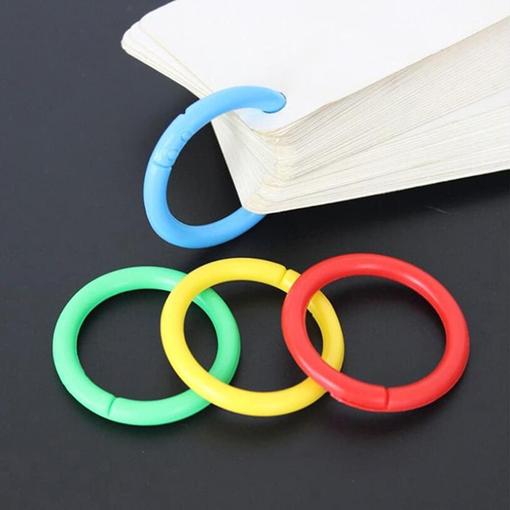 Plastic Binder Rings 1 Inch, Flexible Loose Leaf Book Rings, Colorful Keychain Clips for Index Cards, Scrapbooks, Word Cards and Documents (140 Pack)