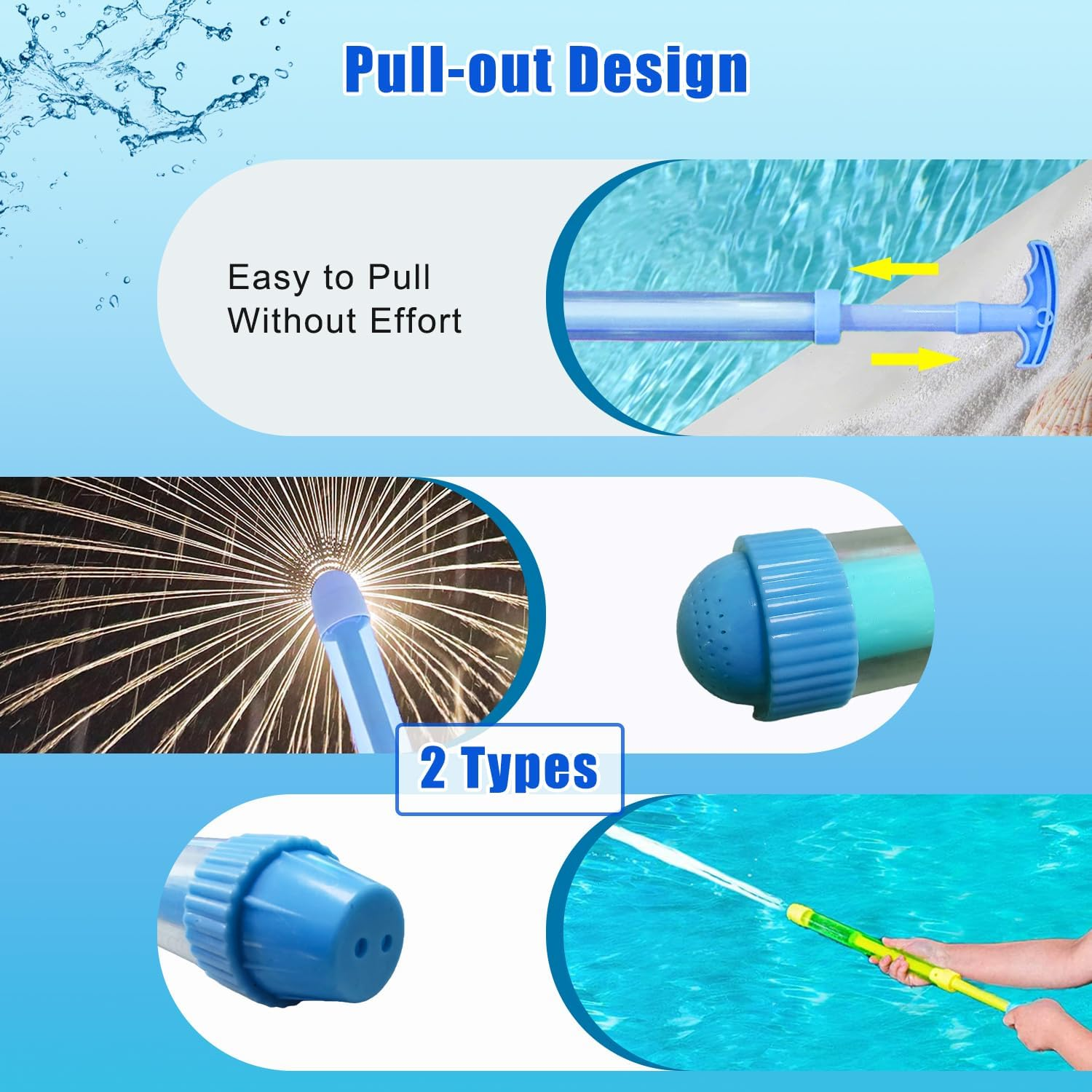 6 Pack (3 Pcs Firework Water Guns+3 Straight) Squirt Guns for Kids & Adult,Size 41CM, Water Pistols 35FT Long Range, Super Soaker Water Blaster, Water Toys for Swimming Garden Pool Beach Outdoor Play image number 3