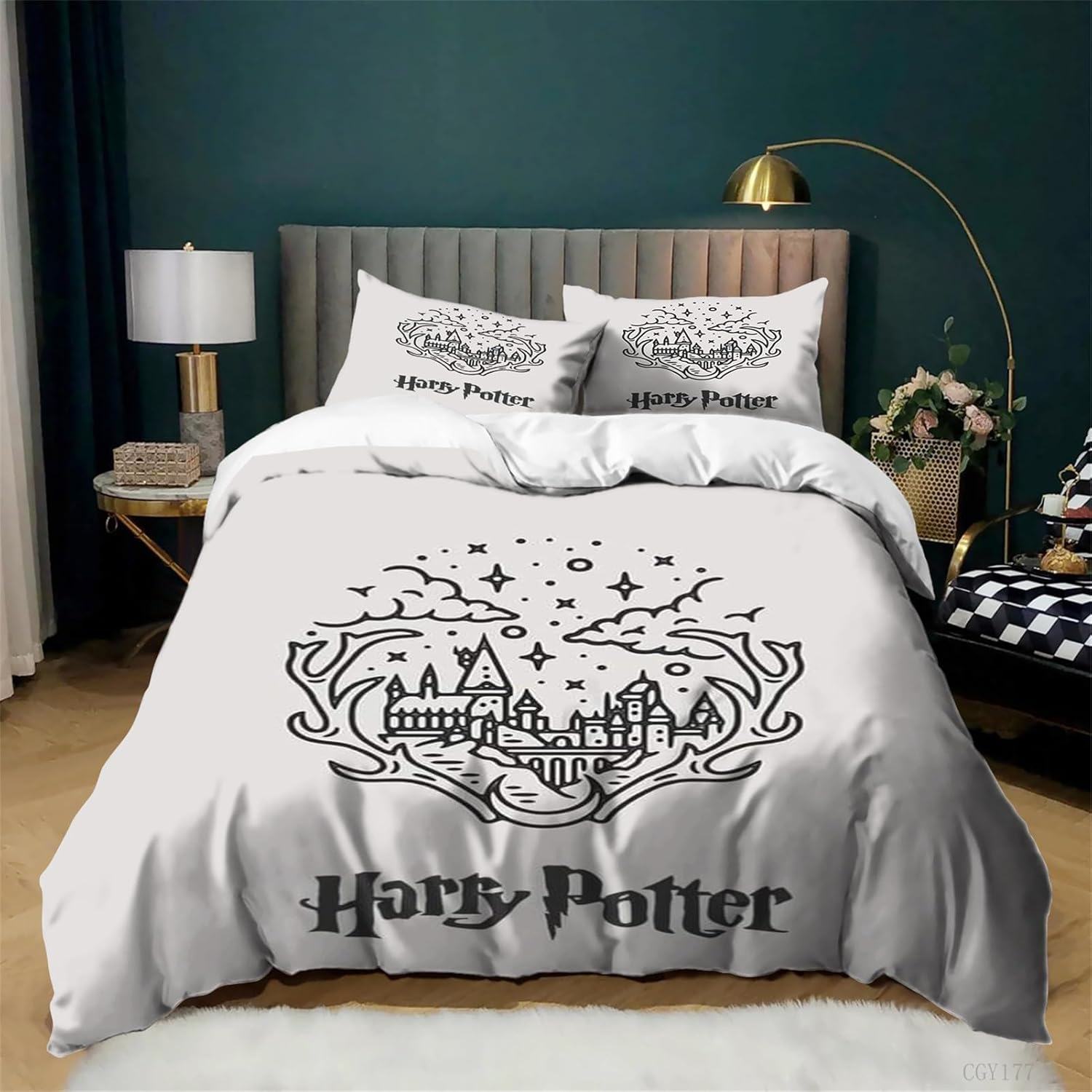 Harry Potter Duvet Cover Set Soft Comfortable Bedding Set 3 Pieces Lightweight Quilt Cover with Zipper Closure Bedroom Decor