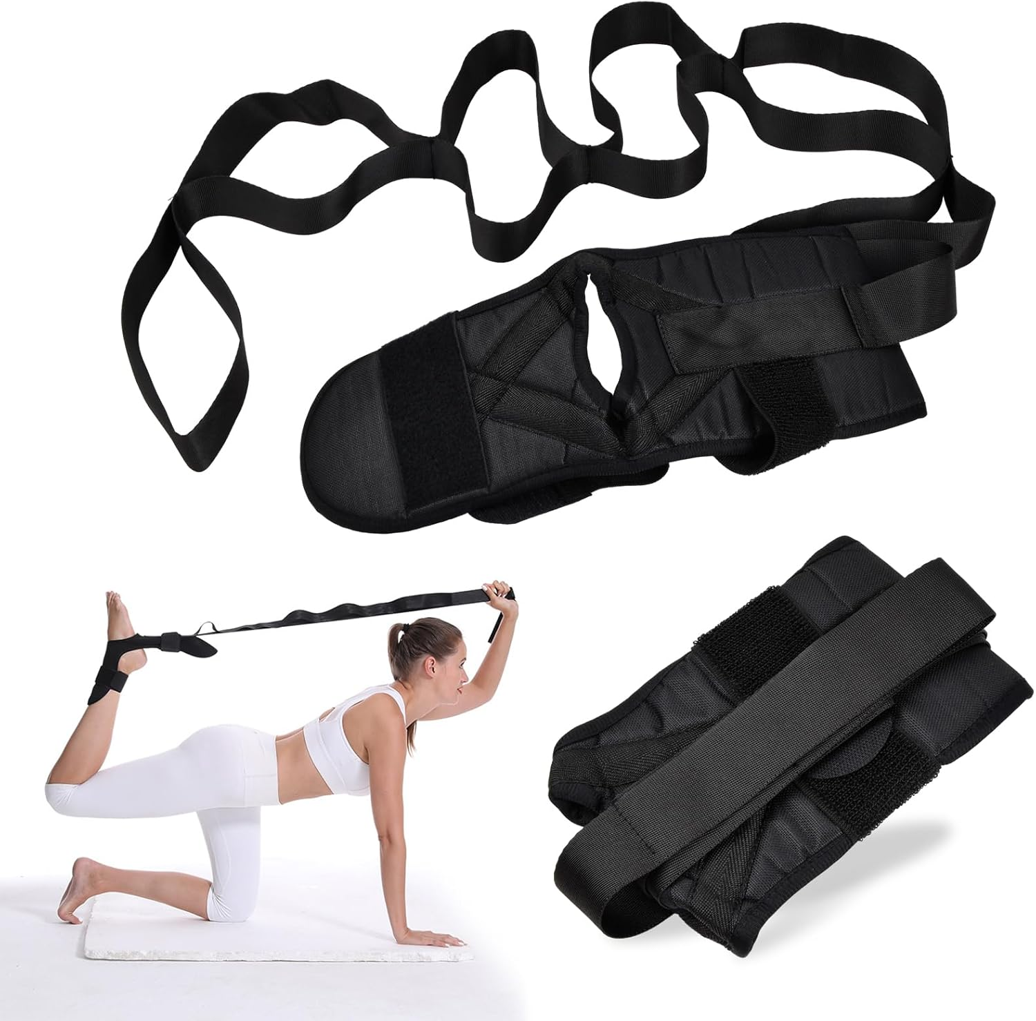 Yoga Stretching Strap, Yoga Strap Leg Stretcher, Ligament Stretcher Belt with Loops, Foot Stretch Assist, Fascia Stretcher for Physical Therapy, Plantar Fasciitis Relief, Gymnastics image number 1