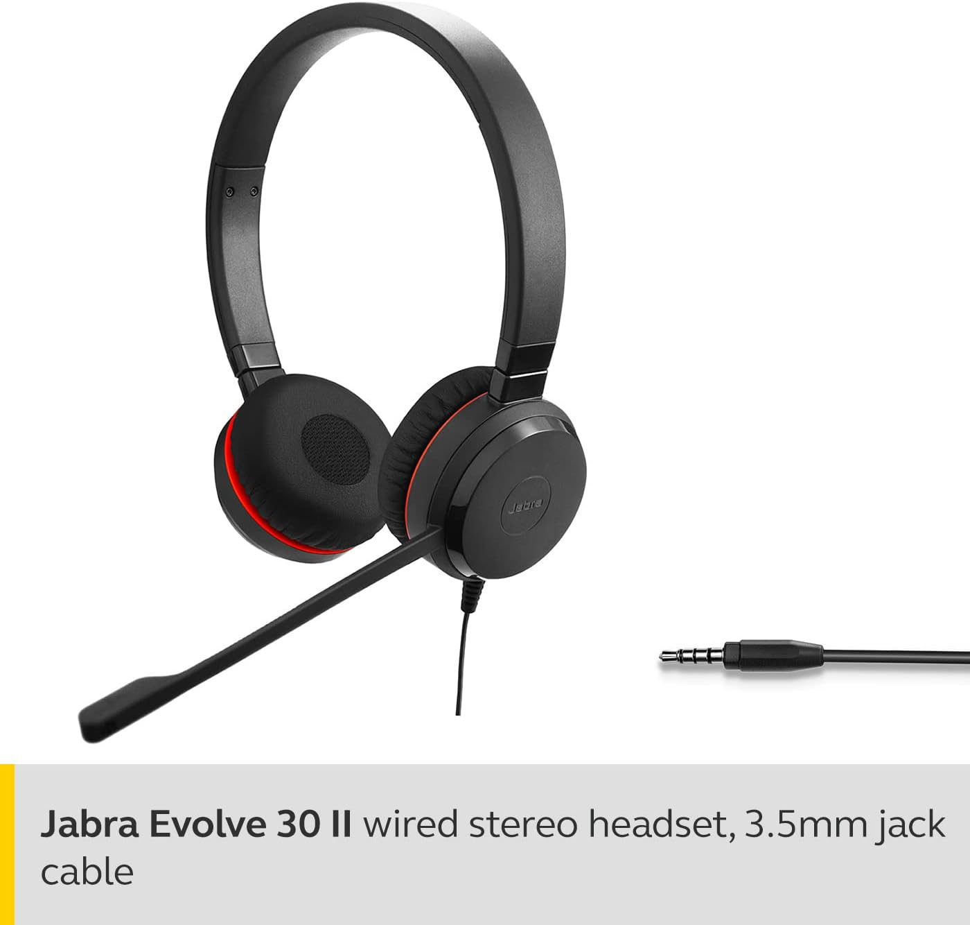 Jabra Evolve 30 II Wired Headset - USB C + 3.5Mm Jack - Advanced Chipset with ANC in Uni Directional Microphone - on Ear Headphones with Noise Cancelling Mic - Rich, Immersive Sound - Microsoft Teams image number 3